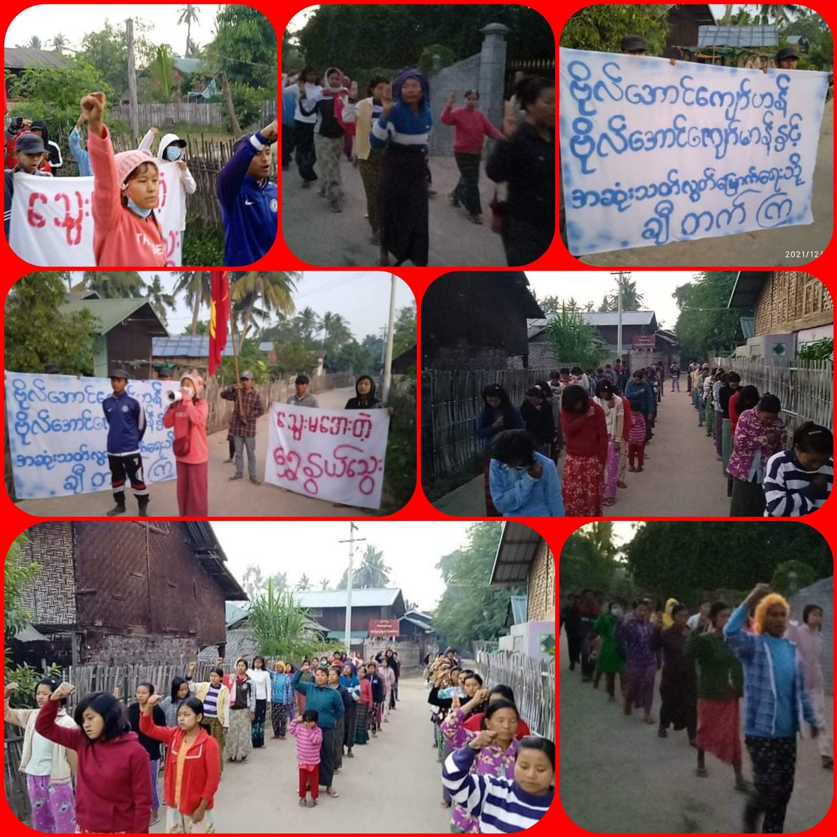LEO117728's tweet photo. Residents of #Beinnwechaung village in #Yinmapin Township, #Sagaing Region staged a protest to fall of the military junta in this morning.
#NoFlyZoneInMyanmar
#Dec21Coup
#WhatsHappeningInMyanmar https://t.co/AYi2YF1rp1