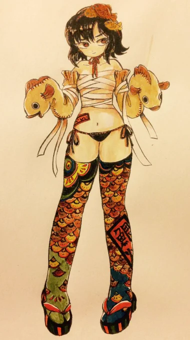 原画整理してたら出てきた数年前の絵なんだけどめちゃめちゃ可愛い…!?鯛焼きちゃん 今度リメイクしたいな 