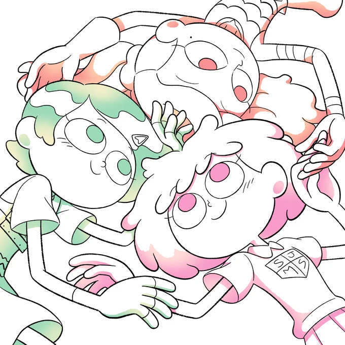 #2021年自分が選ぶ今年の4枚 
アンとサーシャとマーシー3人の絵をけっこう描けて良かった☺️BFFS💜💟💚💝 
