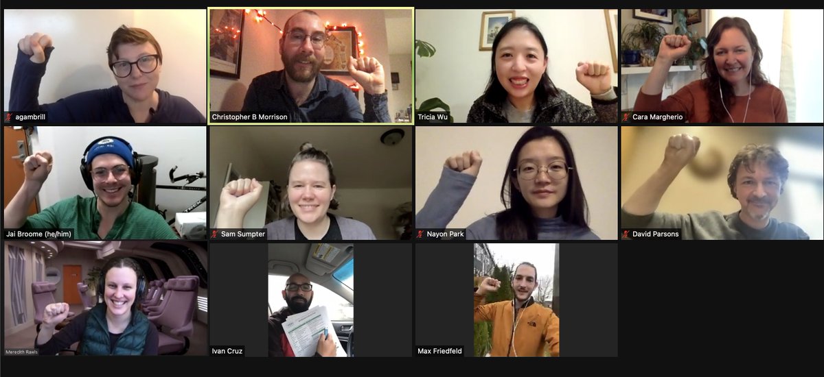 UW Researchers celebrating filing for their union
