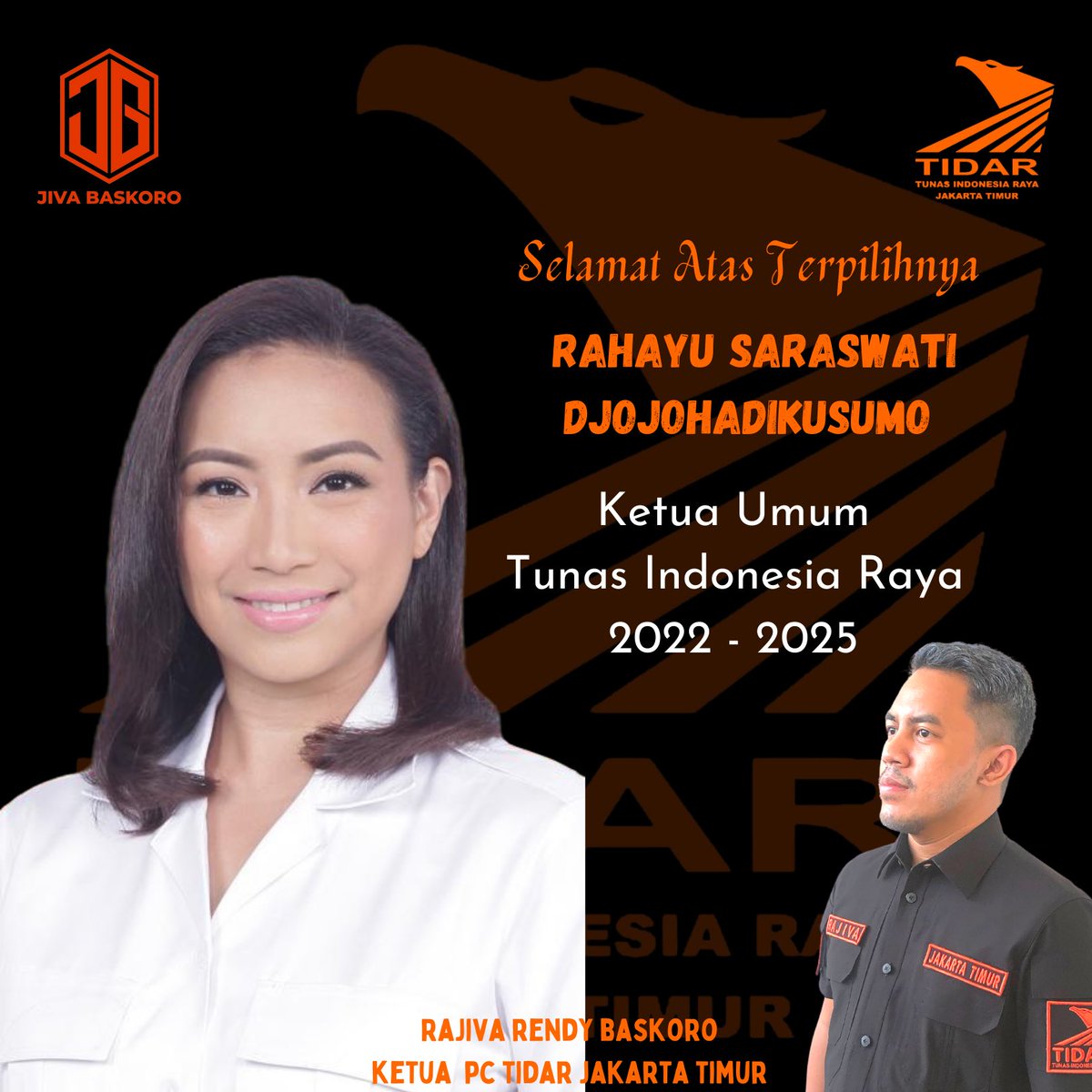 Selamat atas terpilihnya Rahayu Saraswati Djojohadikusumo sebagai Ketua Umum TIDAR periode 2022-2025

#Salam5Cinta
#TIDAR
#TIDARJAKTIM