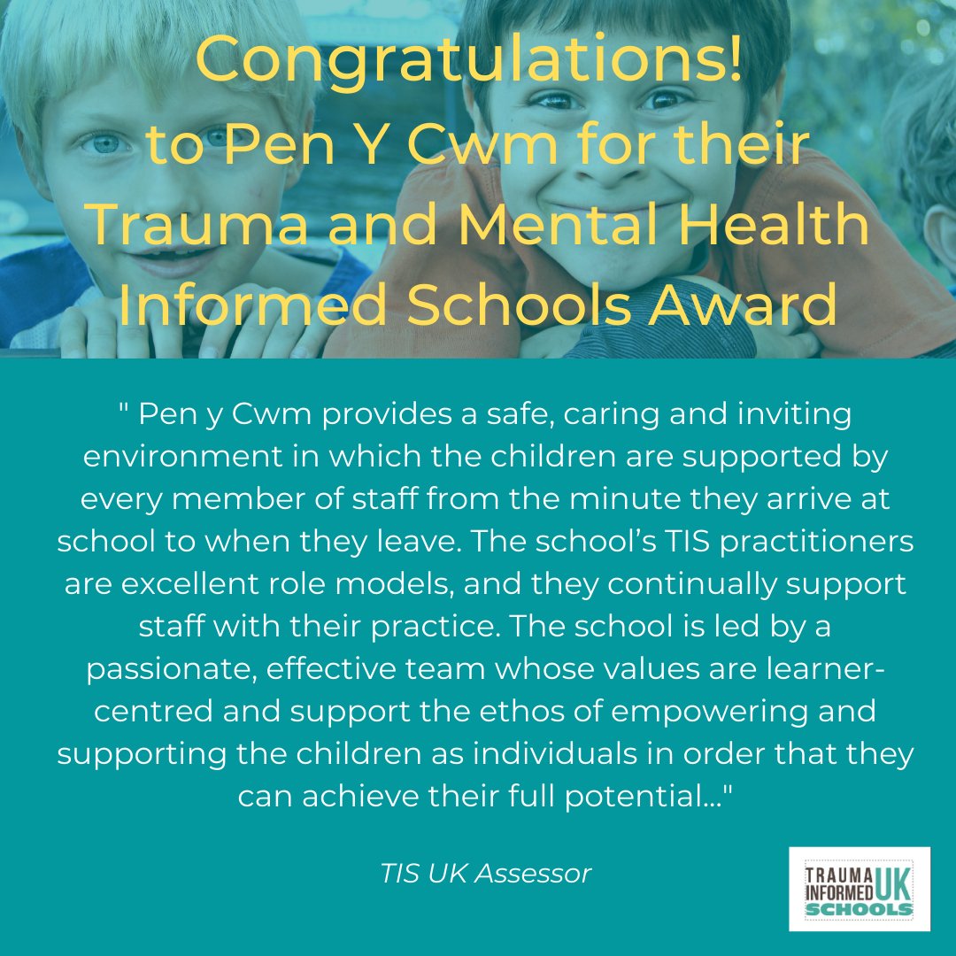 TISUK_'s tweet photo. Congratulations to @Penycwm  for their Trauma and Mental Health Informed School Award, you should be very proud of the work that you are doing. Award Schools have to demonstrate exceptional levels of Trauma Informed Practice, for more information see https://t.co/I1dtcjdws3 https://t.co/FDfTV5D0zR