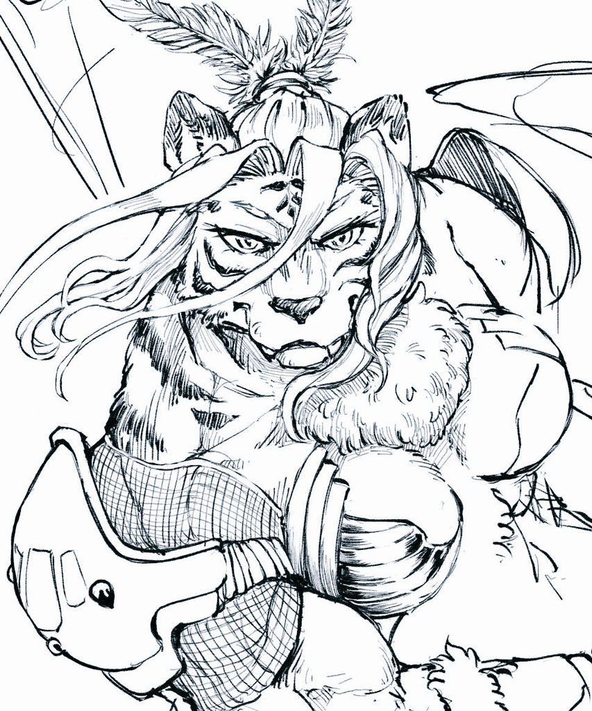 忙しくてそれどころじゃないんですが、寅年くらいは描きたくて…#wip  #KeMoFan 
