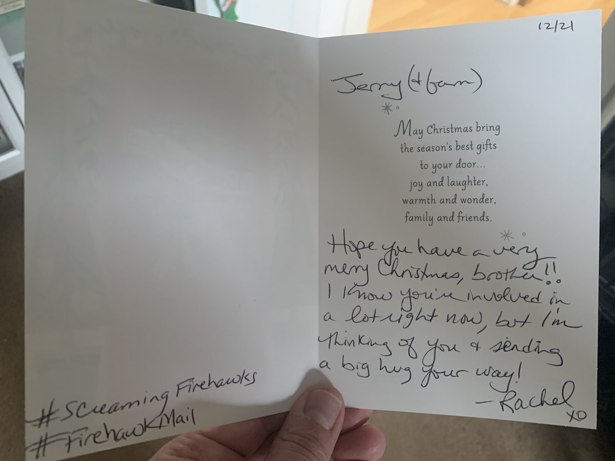 SkekTek's tweet photo. Thank you @Entr_My_Wrdrobe for the great card!
#ScreamingFirehawks #FirehawkMail #MerryRocimas https://t.co/2hBTxxFoLl