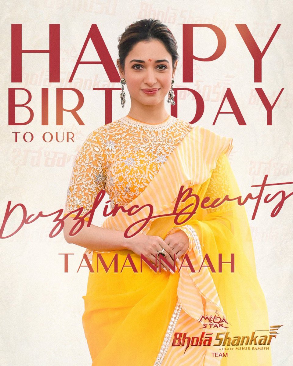 Sudhakar (@sudhaka04268396) on Twitter photo Many Many returns of the day to the Fantabulous Actress <a href="/tamannaahspeaks/">Tamannaah Bhatia</a>.
All the best for your new project with Mega star. Many Many returns of the day to the Fantabulous Actress <a href="/tamannaahspeaks/">Tamannaah Bhatia</a>.
All the best for your new project with Mega star.
