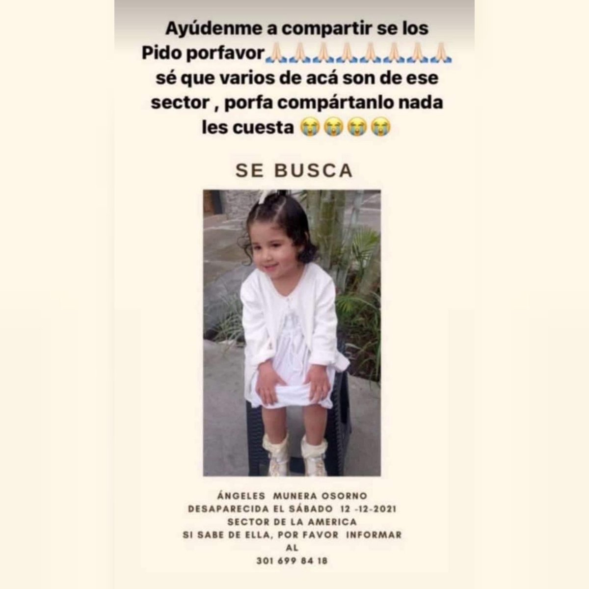 DenunciasAntio2's tweet photo. Se encuentra Desaparecida la niña Angeles Munera desde el 12 de Diciembre en la América. @PoliciaMedellin @seguridadmed @personeriamed @QuinteroCalle
@acevedossa

#DenunciasAntioquia #SomosDenunciasAntioquia https://t.co/gyfcLIIQDX