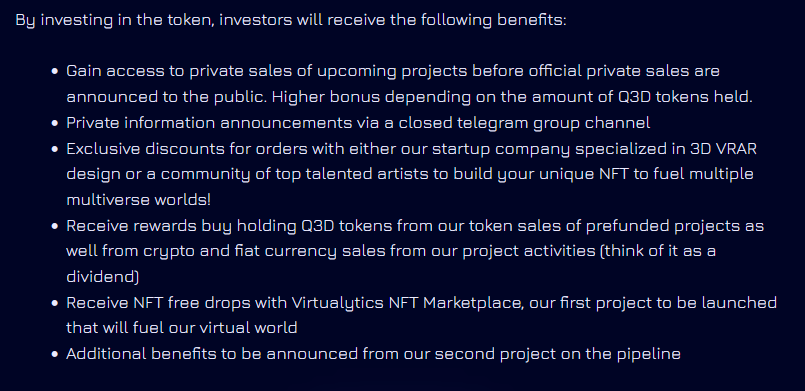 quantium3d's tweet image. Key benefits of holding #Quantium3D tokens Q3D 👇