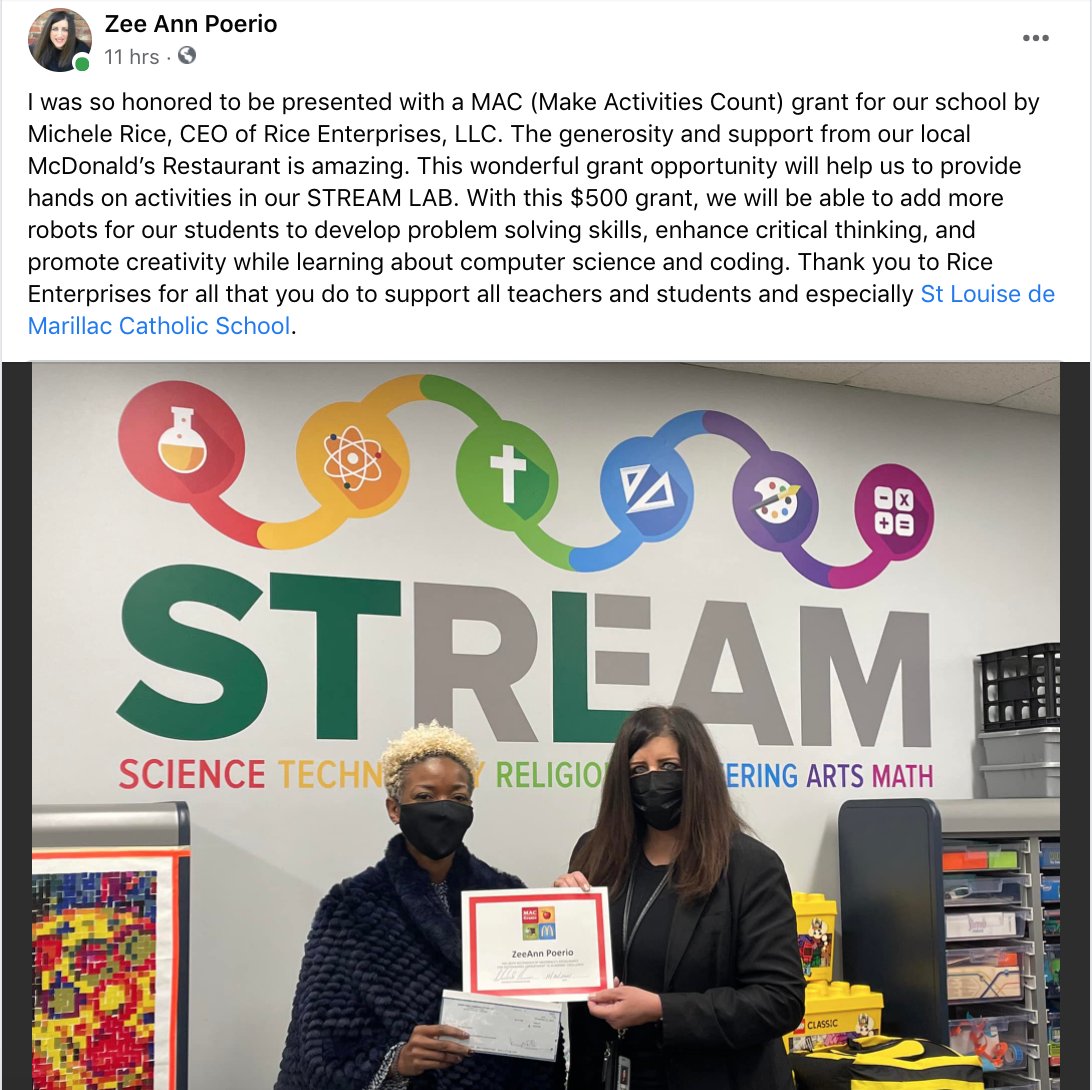 magistrazee's tweet photo. Thank you to @McD_GreaterPgh for the #MACGrant I am honored and humbled by your kindness, generosity, and support to our school's STREAM program! I celebrated with one of my favorite @McDonalds meals! https://t.co/ZhlnVrHgXm