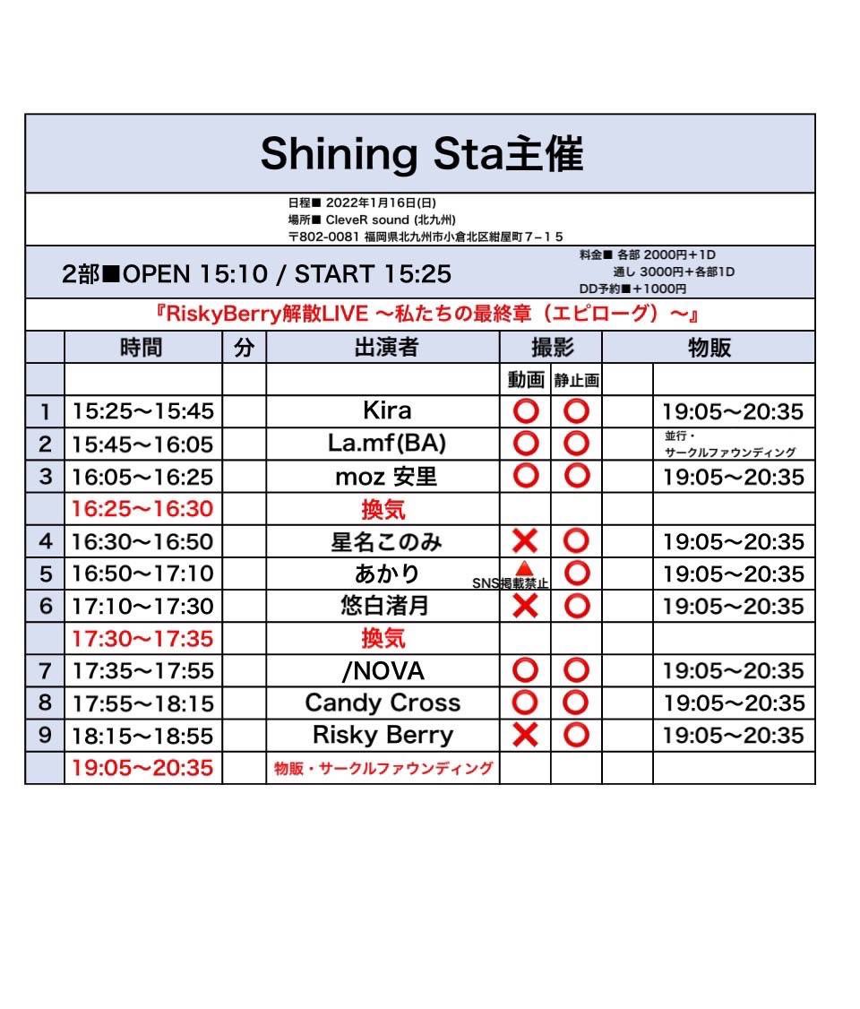 berry_risky's tweet photo. 🍒Shining Start主催 Risky Berry解散LIVE〜私たちの最終章〜🍒

〖日時〗
1月16日(日)
OPEN 15:10/START 15:25

〖会場〗
CleveR sound

〖料金〗
各部 ¥2,000+1D
通し ¥3,000+各部1D
DD予約+¥1,000

〖特典〗
2人のプリクラ

〖予約〗
各部
https://t.co/DLXAWxrXi4
DD予約
https://t.co/8aLFfoaL0R https://t.co/QWYqJwSzGY