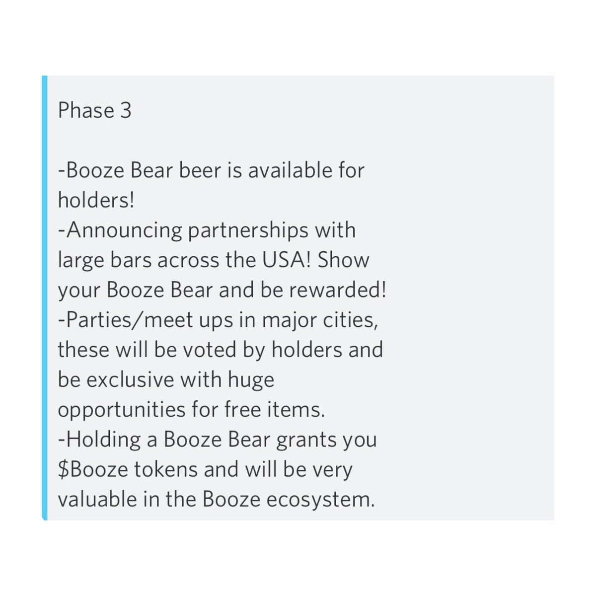 Here is our Roadmap and future plans with Booze Bears🐻! 
Giveaways, exclusive parties and more! Check it out and join our Discord! (link in bio) 🍻 #NFT #Giveaway #NFTGiveaways #Discord #NFTdrop #NFTCommunity #NFTs