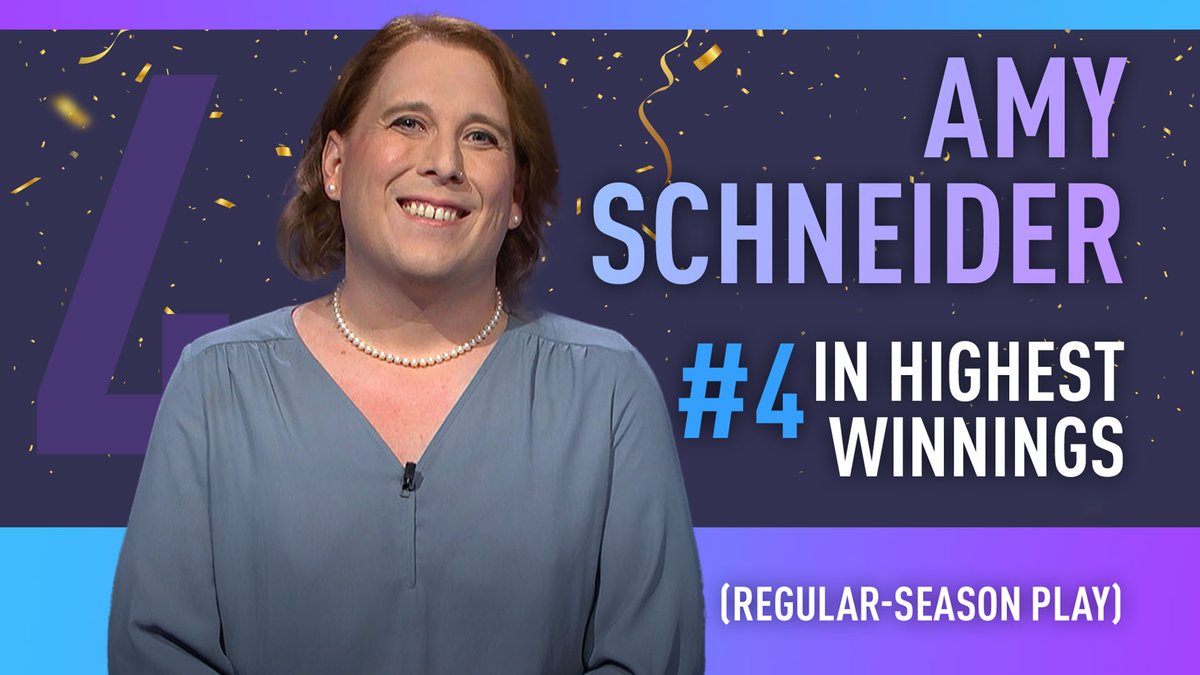 Jeopardy's tweet photo. 14-day champ Amy Schneider can’t be stopped! https://t.co/fVwJBSAQEt