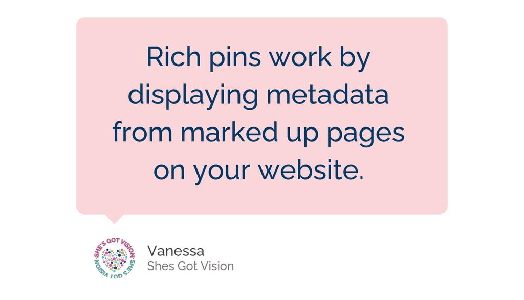shesgotvision's tweet photo. Populate Your Metadata for Rich Pin Success
Read the full article: How to Implement Rich Pins for your Website
βΈ https://t.co/WLAJdRVBWb
#Pinterest #ContentMarketing #DriveTrafficBack https://t.co/n1XhOKFXui