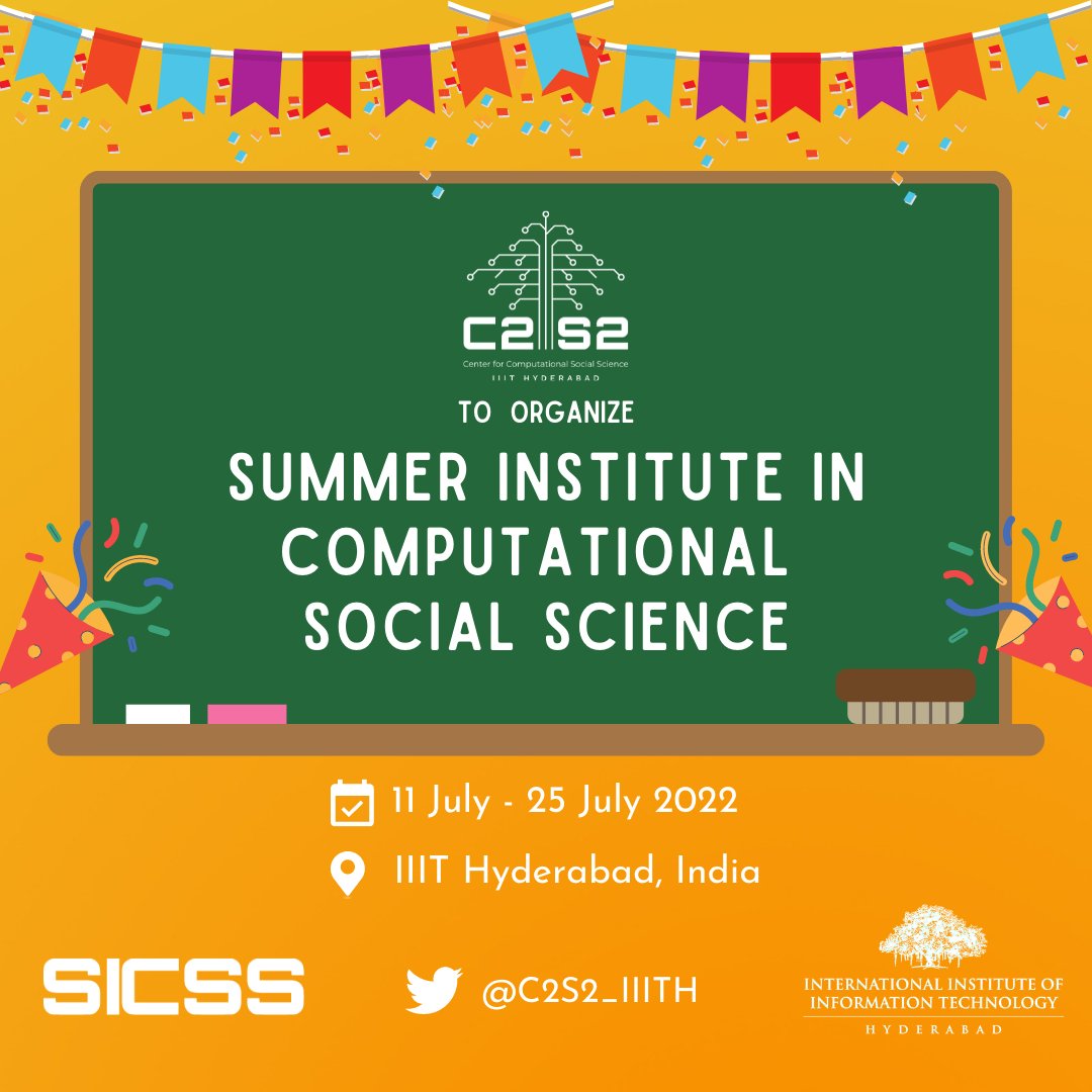 🎉🎉 Super thrilled to host Summer Institute in Computational Social Science for the 1st time in India <a href="/iiit_hyderabad/">IIIT Hyderabad</a>. 🙏🏽 to organizers for giving <a href="/c2s2iiith/">C2S2 at IIIT-Hyderabad</a> the opportunity. #SICSS #CSSatIIITH /c <a href="/chris_bail/">Chris Bail (chris_bail_duke 🧵)</a> <a href="/munmun10/">Munmun De Choudhury, PhD</a> <a href="/msalganik/">Matthew Salganik | @msalganik.bsky.social</a> <a href="/dfreelon/">Deen Freelon</a> <a href="/m_sendhil/">𝐒𝐞𝐧𝐝𝐡𝐢𝐥 𝐌𝐮𝐥𝐥𝐚𝐢𝐧𝐚𝐭𝐡𝐚𝐧</a> <a href="/jenjpan/">Jennifer Pan</a> <a href="/duncanjwatts/">Duncan Watts</a> (1/3)