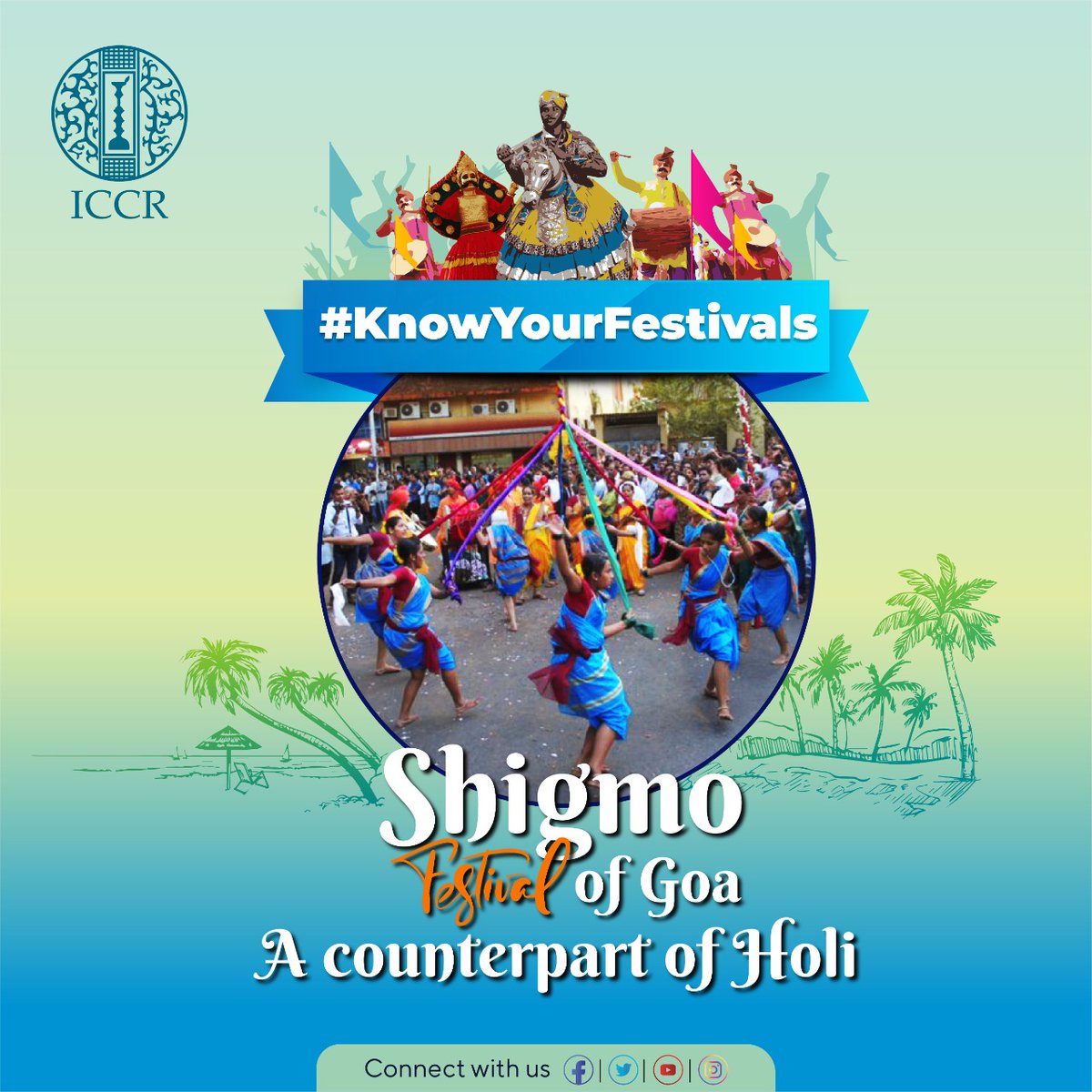 iccr_hq's tweet photo. No festival in Goa exhibits a wide range of variety of folk dances like Shigmo. Celebrated in the month of Phalguna, the Shigmo has an important place in the cultural life of the land. and is celebrated with colours, traditional dances, and performing arts.
#KnowYourFestivals https://t.co/lugjDf3qK8