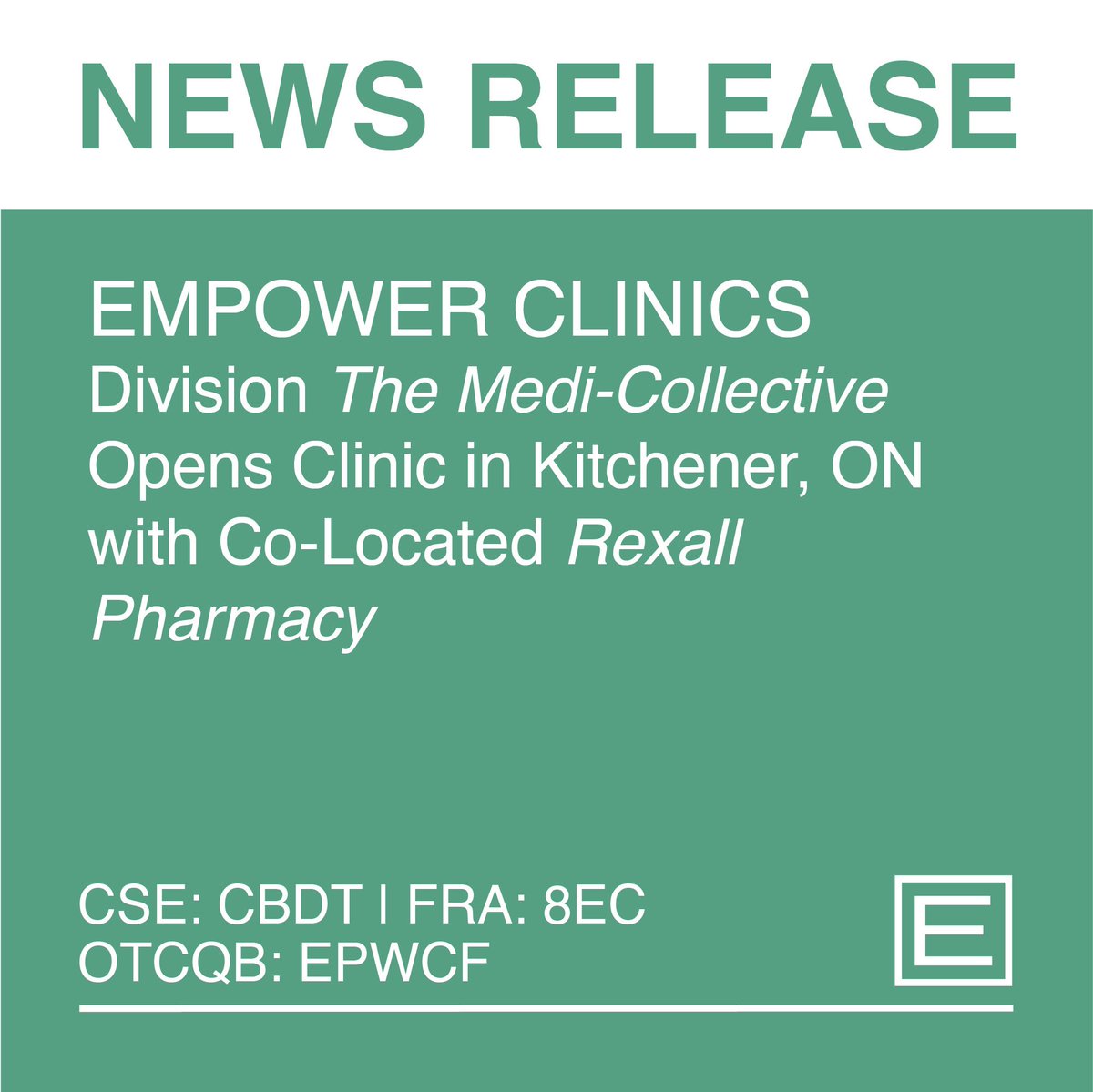 Empower Clinics is pleased to announce that as of today the <a href="/tmedicollective/">The Medi-Collective</a> #Kitchener, #Ontario location is open and accepting #patients for #familymedicine #appointments.

bit.ly/32hMS38

$CBDT $EPWCF #empowerclinics #healthcare #empowerarmy #smallcap #investornews