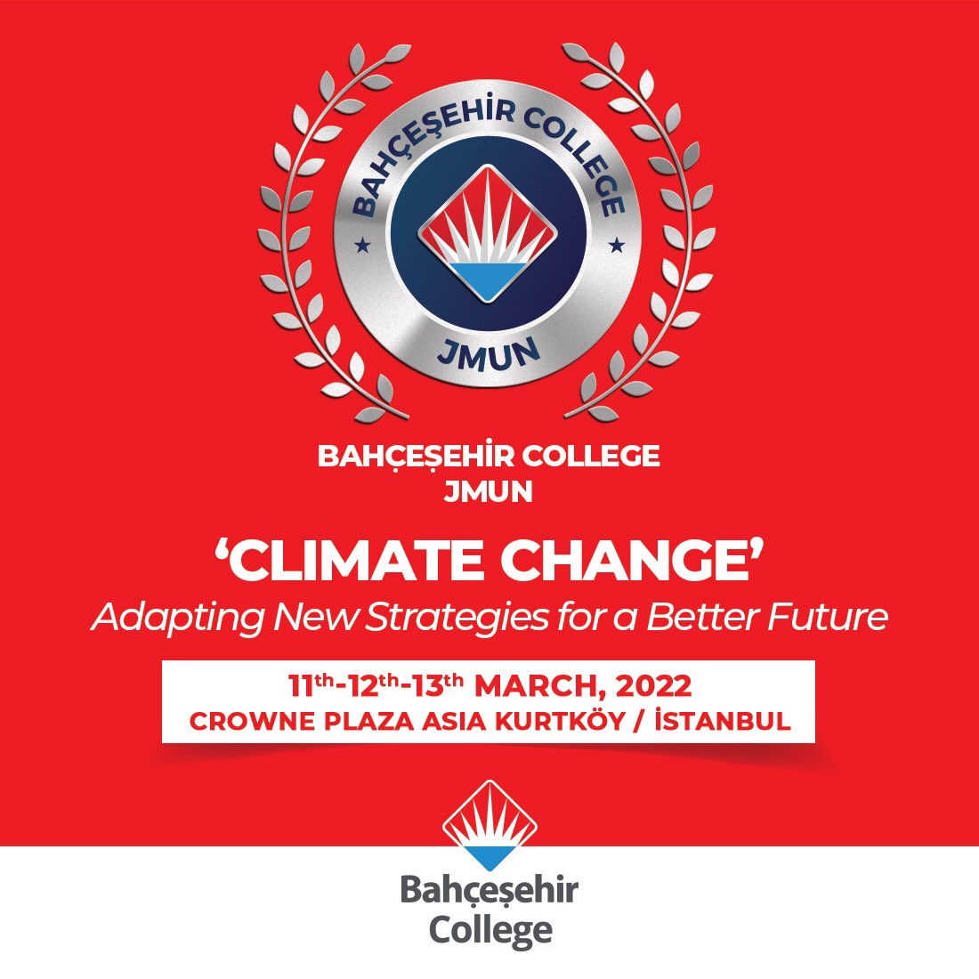 Bahçeşehir Koleji öğrencileri 11-12-13 Mart’ta gerçekleşecek BK JMUN etkinliğinde iklim değişikliği problemine çözümler üretecek ve yabancı dilde iletişim becerilerini geliştirecekler.

📆 11-12-13 Mart 2022

📍Crowne Plaza - Kurtköy

#bahçeşehirkoleji