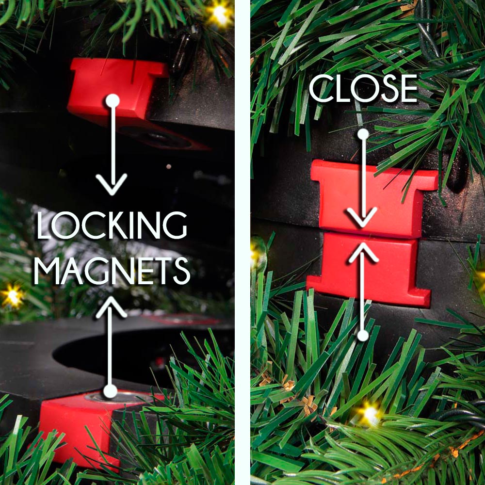 Easy Treezy trees are connected with strong magnets. This is part of what makes Easy Treezy so EASY. #easytreezy #easychristmasdecorating