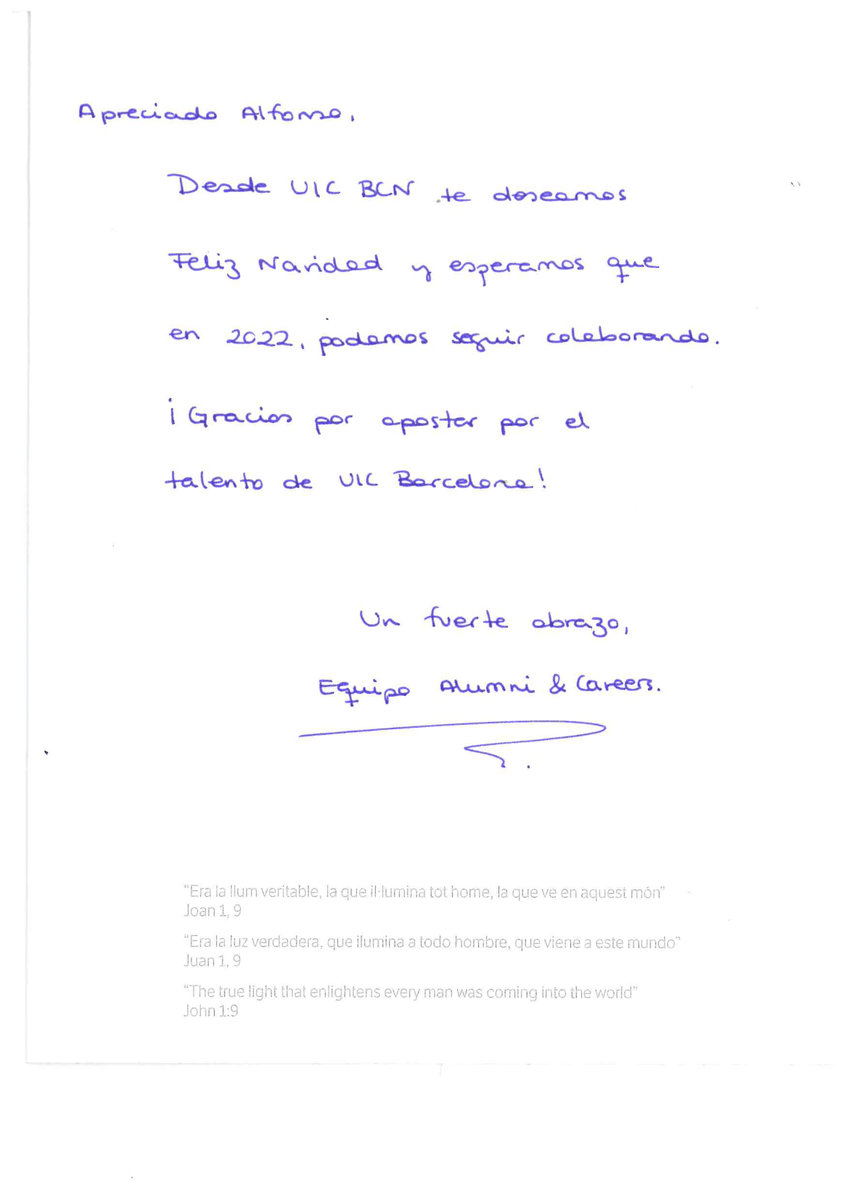 ¡Feliz Navidad <a href="/UICbarcelona/">UICBarcelona</a> de parte del equipo de @Becadvisor1!😍Nos ha hecho mucha ilusión recibir la postal de <a href="/juju_canela/">judit canela</a>, y desde luego esperamos seguir colaborando para mejorar el #empleo de los jóvenes en 2022 y mucho más!✨