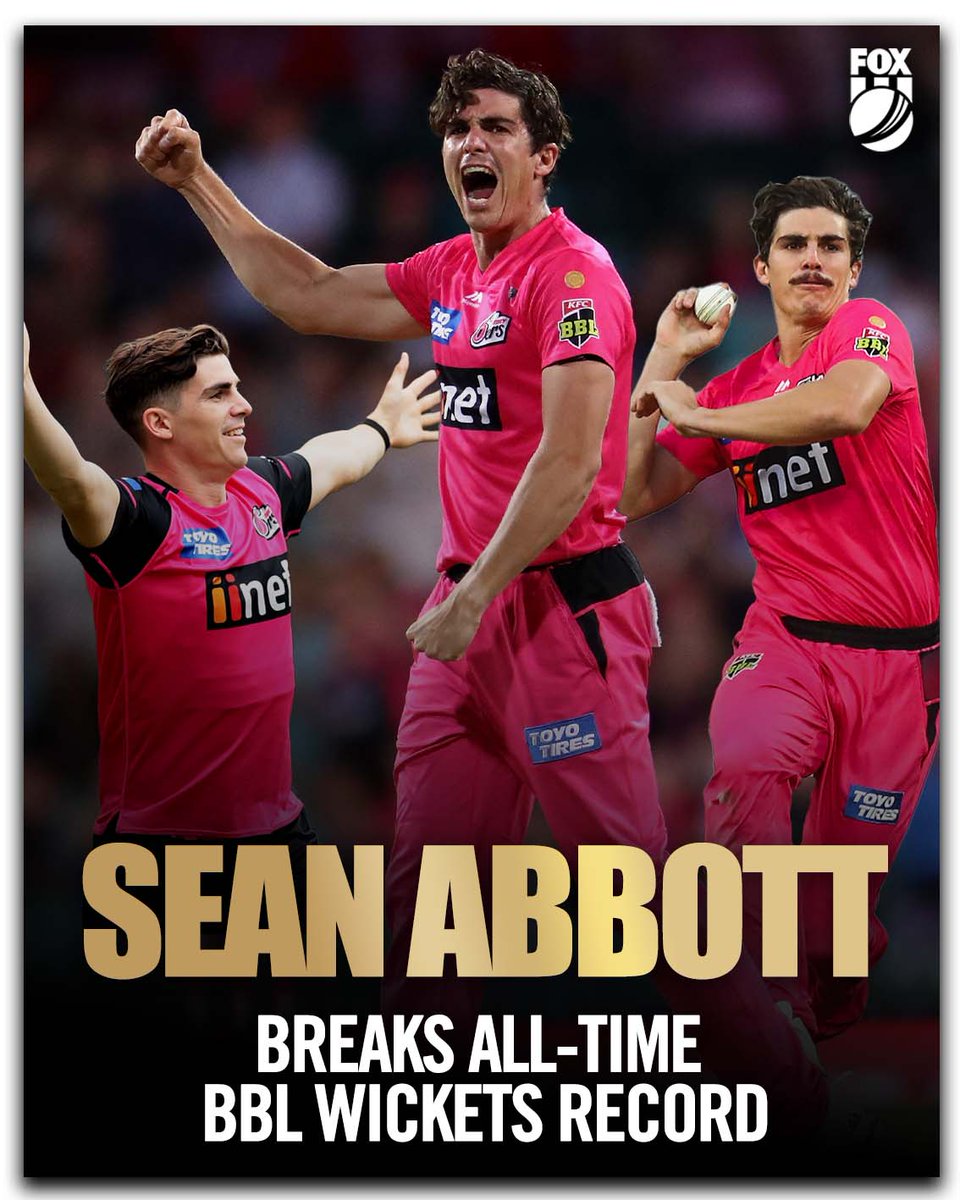 HE'S DONE IT! 🙌

Congratulations to <a href="/SixersBBL/">Sydney Sixers</a> Sean Abbott for taking his 112th <a href="/BBL/">KFC Big Bash League</a> wicket to break the all-time record.

MORE: bit.ly/33R9k45
