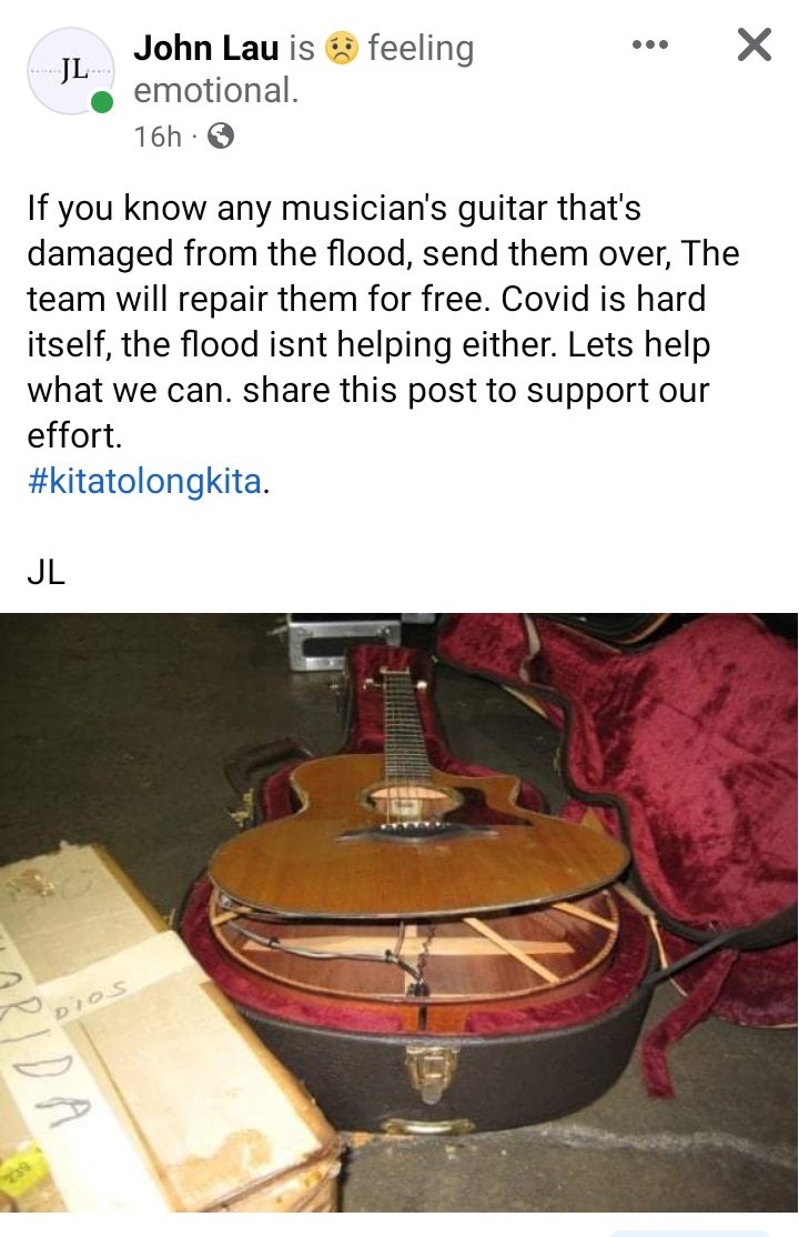 azrilramli's tweet photo. Just saw on facebook, kalau ada musician yang terjejas banjir dan instrument rosak disebabkan banjir

Please send to him. https://t.co/AJQDuZPixW