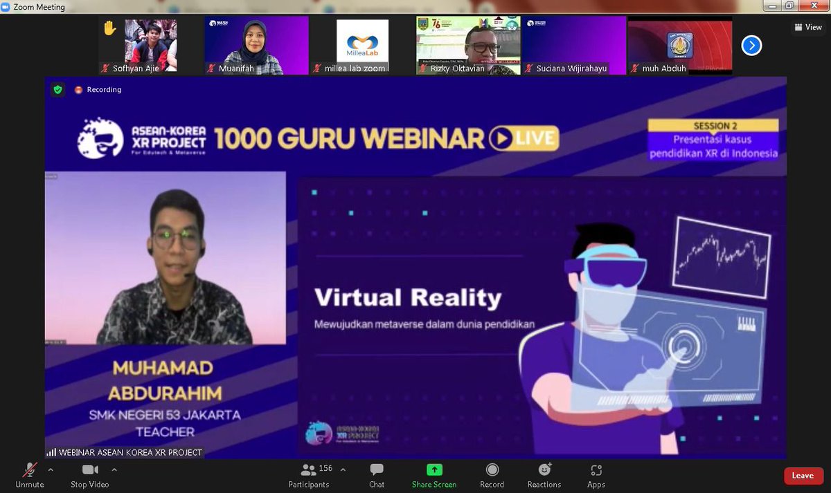 pendekarvr's tweet photo. Pada hari Sabtu kemarin tgl 18 Desember 2021 suksesnya acara Webinar Asean Korea XR Project, Hasil kolaborasi @millealab dengan Kovee yang turut mengajak PendekarVR kita sebagai Narasumber Pak @MAbdurahimm dan Pak @amindt12.
Berikut recapnya..😆

#VRforeducation
#PendekarVR https://t.co/qQ2jdBi2w2