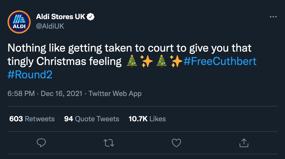 ItsTomJauncey's tweet image. I just love marketing like this!

It&apos;s cheeky &amp;amp; out there... this stuff turns me on so much in such a nerdy way 🤓😍

#Aldi #FreeCuthbert #SocialMedia