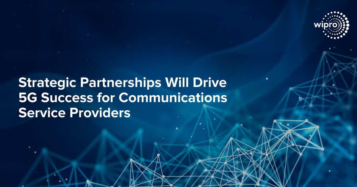 Wipro's tweet photo. A broad partner network makes it easier for communication service providers to overcome a variety of challenges associated with #5G monetization. Read how strategic partnerships drive 5G success for #CSPs: https://t.co/jfpBMRVNv1
#EngineeringNXT #EngineeringServices https://t.co/oRX19c0XCC