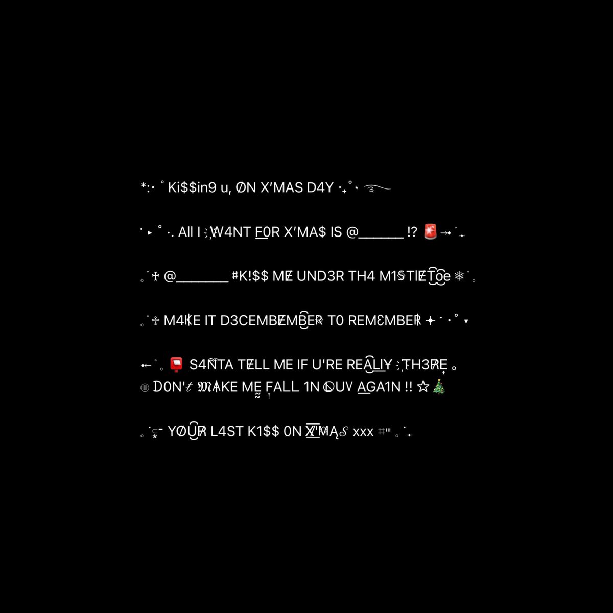 Y0URTYQEZDBiZ's tweet photo. 4 DAYS BE 4 CHR⃒1STᎷA͟͞S͛ F€s⃒T̶1V4𝕃 ♥ !
⠀
PLS, rt &amp; read ! ( form in mention )
⠀
- ไม่อนุญาตให้นำไปแจกต่อหรือใช้ในเชิงพาณิชย์
⠀
- อนุญาตให้ดัดแปลงการจัดวางซิมโบล / อิโมจิ
⠀ 
- ไม่อนุญาตให้ปรับเปลี่ยนตัวอักษร

#แจกฟอร์มไบโอ #แจกไบโอ https://t.co/ApqwIBuc8J