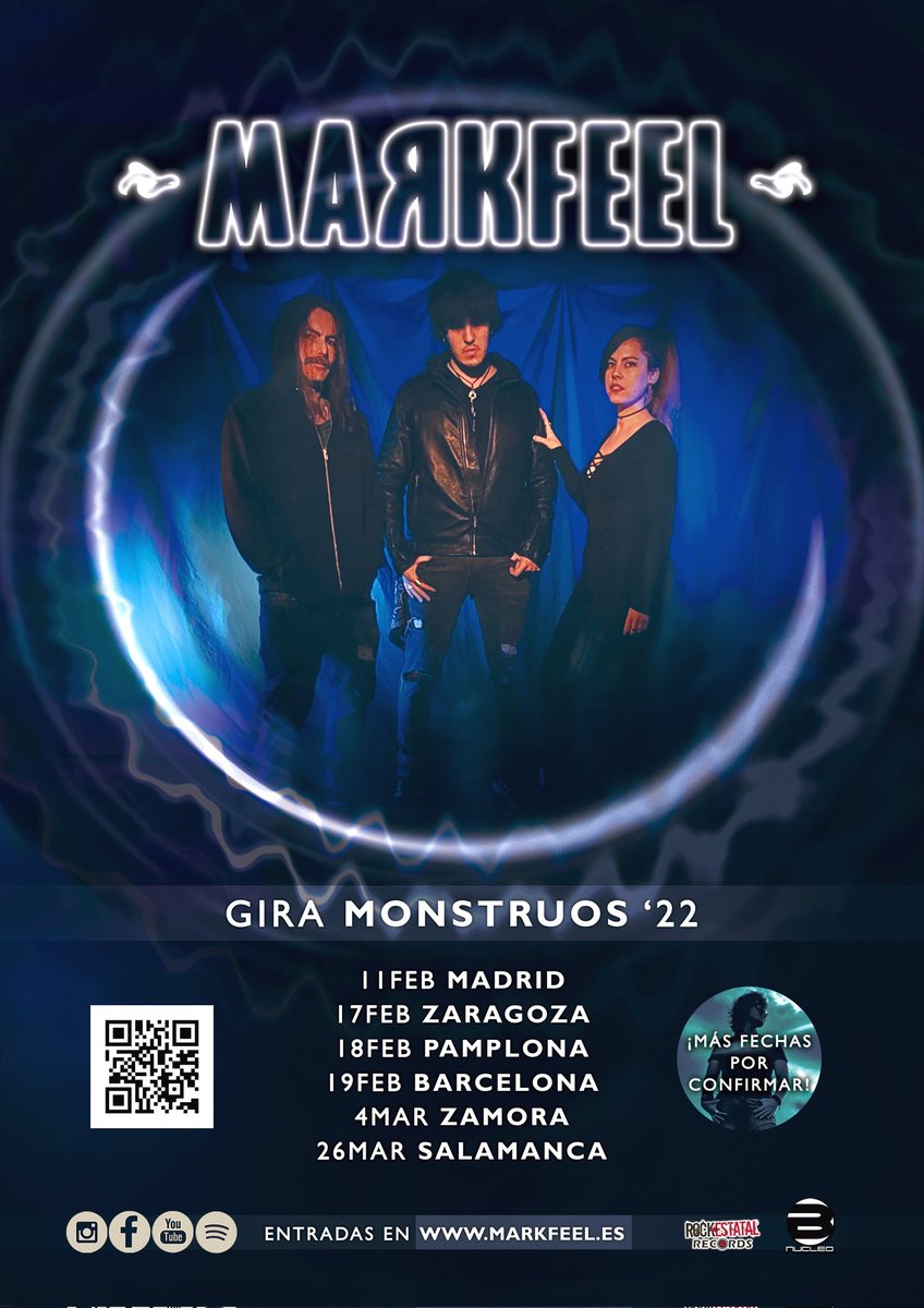 torredemarkfeel's tweet photo. ☠️ Primeras fechas de la #Gira Monstruos '22! Y más por confirmar. Entradas disponibles pronto! Para que puedas regalar también música en directo 🖤 Nos pueden las ganas de compartir monstruos y que el mundo arda! 🔥 En cuál nos vemos? 🎸🥂 #endirecto #envivo #markfeel https://t.co/xTURuemIWD