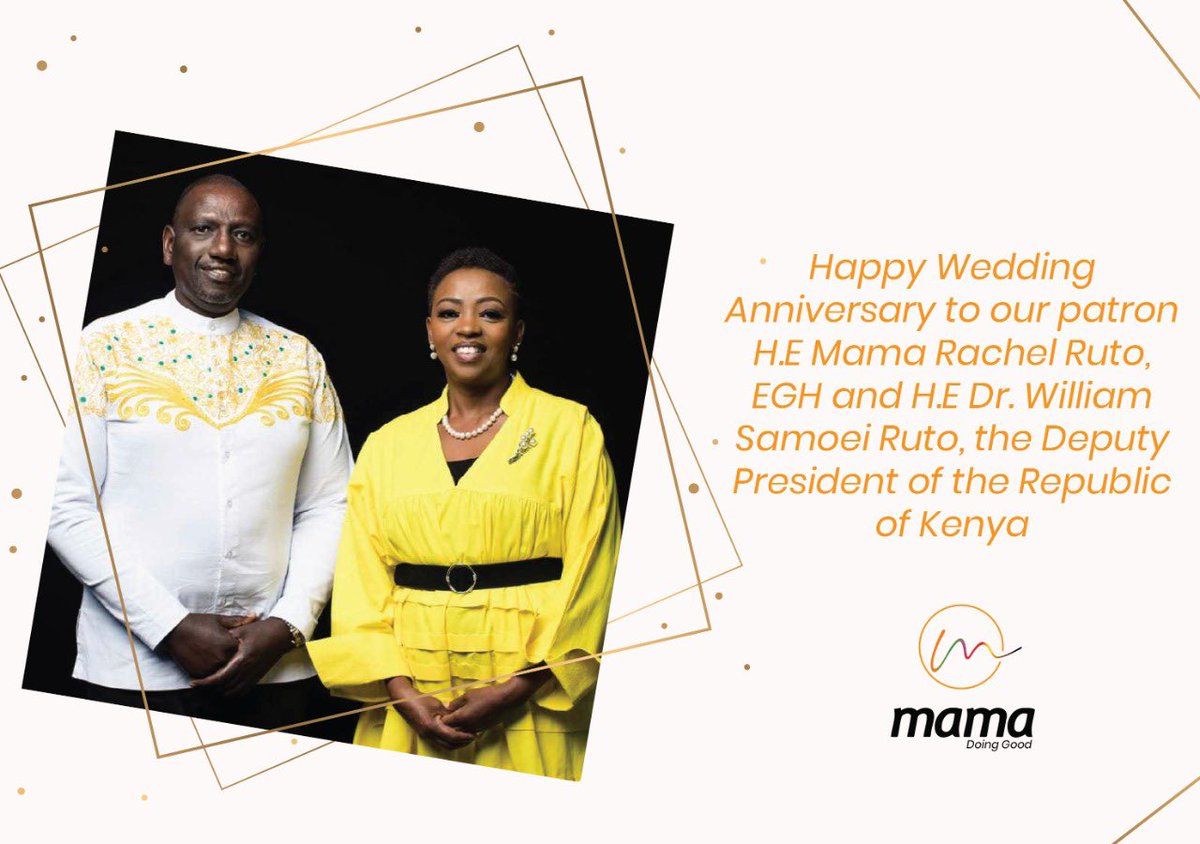 DestinyWomenCAP's tweet photo. Happy Wedding Anniversary to our patron @MamaRachelRuto we wish you God’s continuous blessings. https://t.co/2xNuby3xeq
