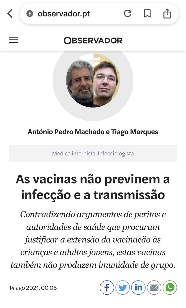 Se vacina não impede o contágio,como explicar a queda de contágio que ocorre no Brasil desde março de 2021,se só chegamos a 50% da população vacinada em outubro.E por quê caiu?Pela razão que os “especialistas”escondem:a imunidade natural,causada pelo gigantesco contágio anterior!