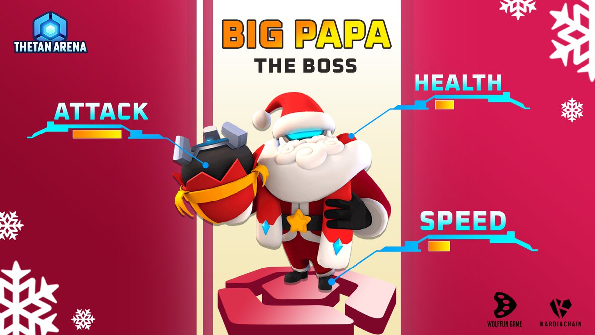 thetan_world's tweet photo. 💣BIG PAPA - THE BOSS

Name: Big Papa
Type: Marksman
Fury: Fires 6 missiles, damage all enemies in the area

🔥 As Christmas draws near, SOMETHING HAPPENS to him, BRINGING EXCITING NEWS AHEAD. Can you guess what it is ? Let us know in the comment 👇🏻

@WolffunGame @KardiaChain https://t.co/yKvzoZrMmW