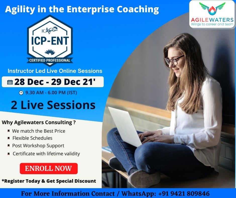 AgilewatersCo's tweet photo. Hurry Up, Register Now!!

Join Us For Agility In The Enterprise Coaching (ICP-ENT)Certification Online Training.
For Registration: https://t.co/tfcu8PzCDo
Or Contact / WhatsApp: +91 9421809846
Or Visit: https://t.co/ylydrfhSeK

#agile #agilecoaching #agileprojectmanagement https://t.co/eqqeYjJ9Mt