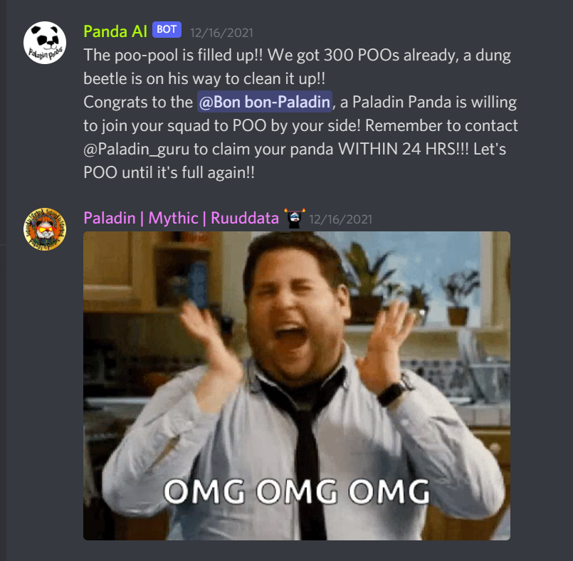 Paladin_Pandas's tweet photo. 🐼If you don't how to break the ice!

💩Drop a "poo" to greet each other just like what we do in Pandaverse!

🔥When the poo pool collect 300 poos, a paladin panda will be airdropped!

🎅Join https://t.co/L0jAWBVRkb and say "poo"!! Win a card and chance for a paladin panda #NFT!! https://t.co/OI72bTtjrY