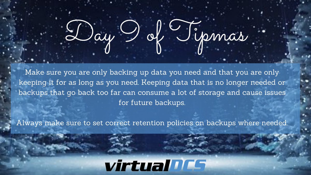 virtualDCS's tweet photo. 🎄For day nine our tip comes from Ryan Barlow our Support Engineer🎄

#Data #Tipmas #Christmas #Backups 

Ryan says: https://t.co/r9blXueGVs
