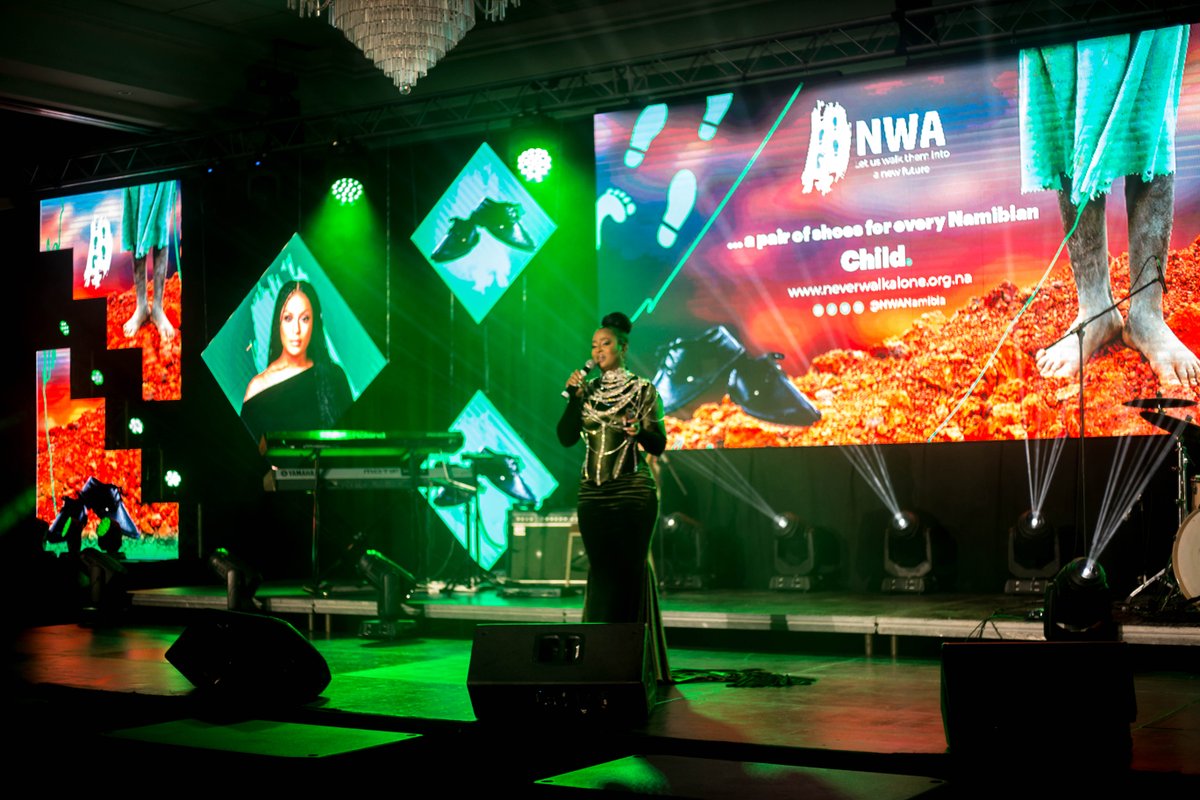 NWANamibia's tweet photo. @JessicaNkosi graced the stage in her @scholtzruberto designed dress! #NWAFundraisingGala #PNWA 
📸 Leo Viitch https://t.co/cihVgcDefc