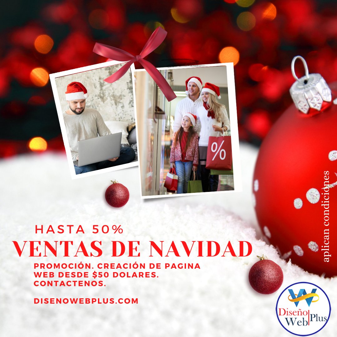 DisenoWebPlus's tweet image. Navidad 2021. Landing Page desde  $50 dólares con  dominio  1 año.  Pagina Web Para tu negocio 50% en paquetes  
disenowebplus.com/portafolio
 Condiciones aplican. Promoción del 23 al 25 Dic 
#disenowebplus #Web #paginasweb #pymes #pyme #paginaswebpymes  #navidad2021 #SiguemeYTeSigo