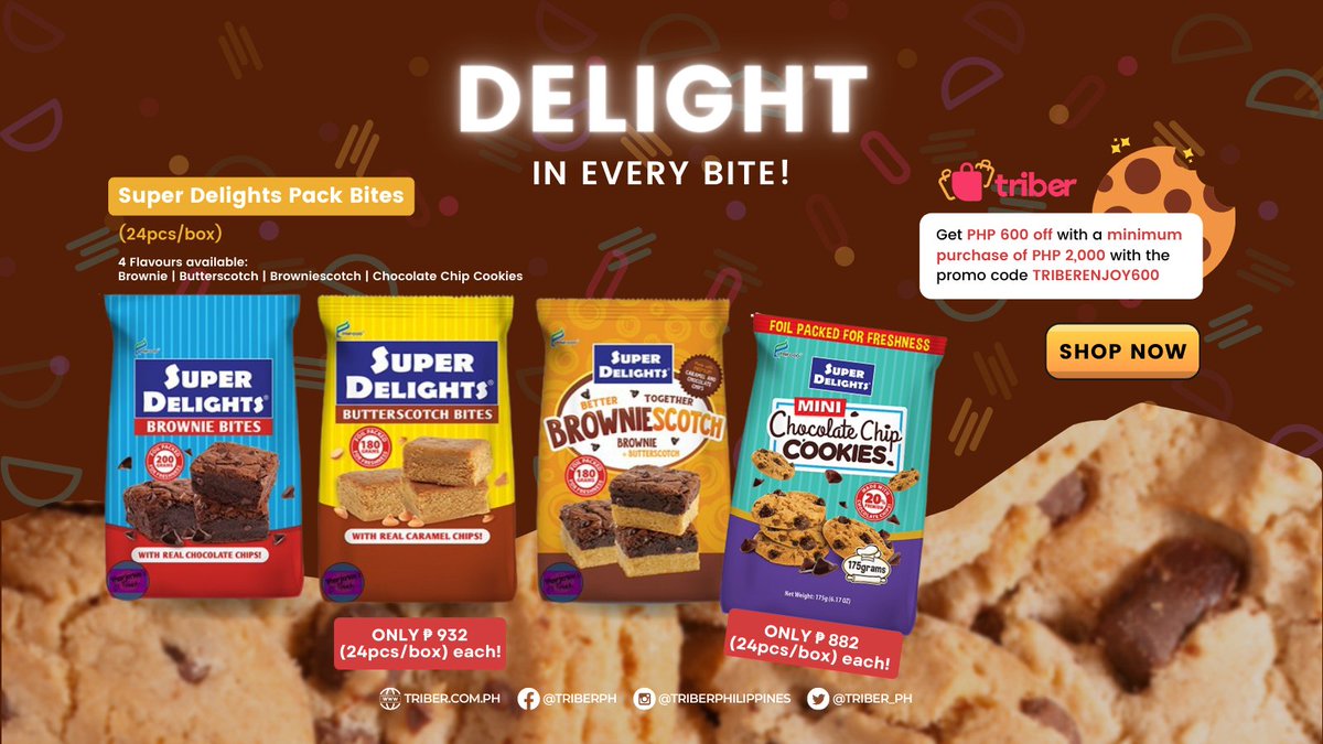 Triber_PH's tweet photo. Grab your bites and cookies by Super Delights! 🍪 With different flavors available to satisfy your every bite. 😁

Click the link below to order now and don’t forget to download the Triber app! 📲
https://t.co/rlwawhlOTn https://t.co/i5YggbDKVQ