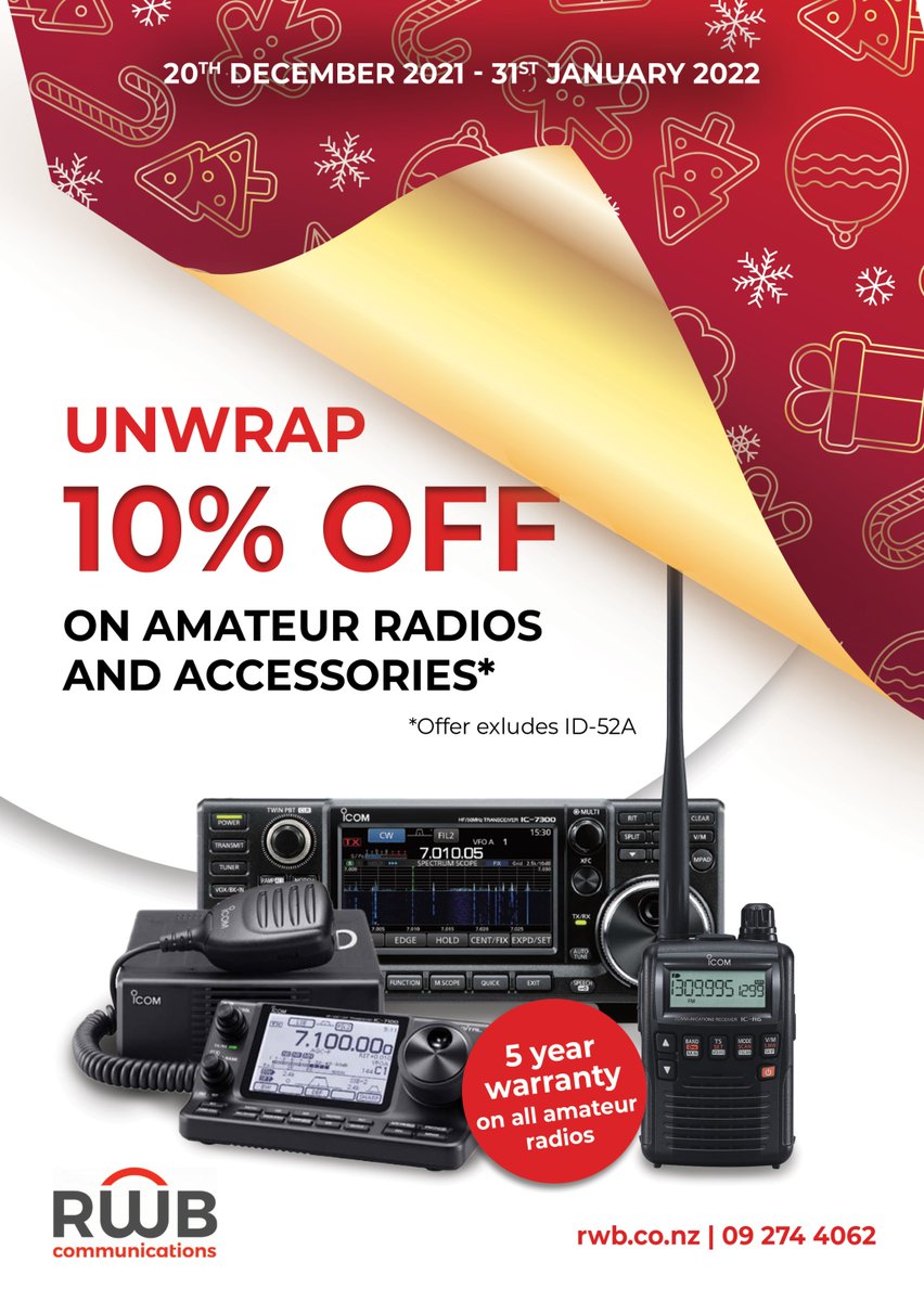 RWB_NZ's tweet photo. We’re unwrapping the latest discount on our amateur radios and accessories. Happy Christmas shopping! https://t.co/tCryzcCvZh https://t.co/m8rQhzcuTo