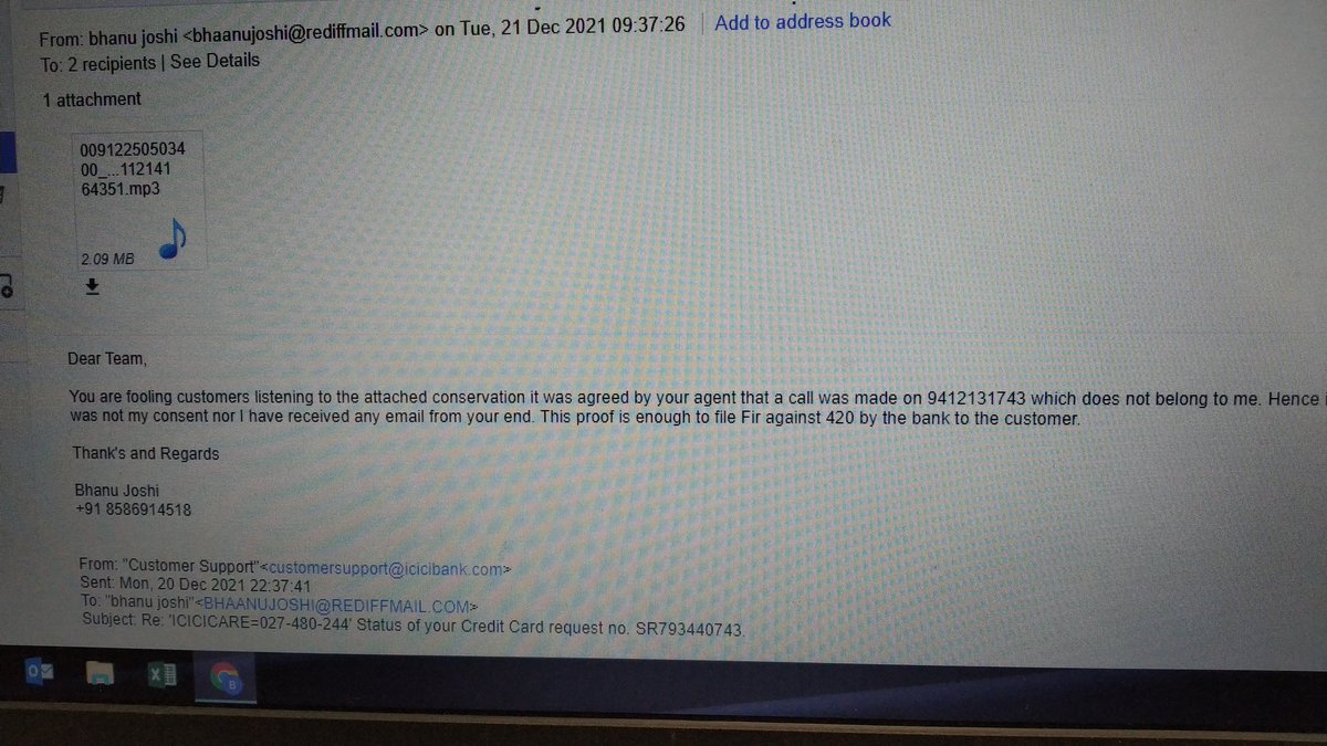 bhaanujoshi's tweet photo. @ICICIBank_Care #sandeepbakshi @RBI @RBIsays @PMOIndia #bankingombudsman #financeminister I have reverted with the recorded communication which prove this email as false, I can public this communication if you want. https://t.co/cqIsz0FcwA
