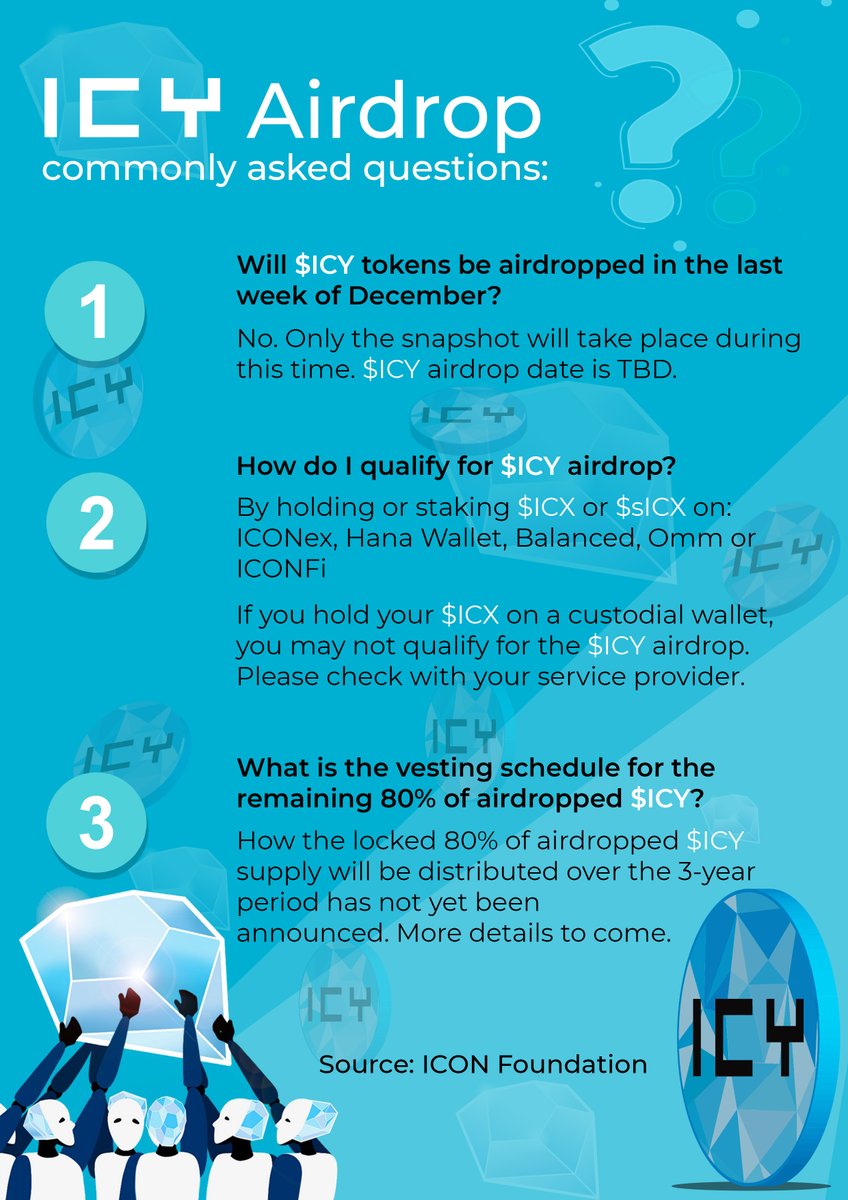 ICONPinas's tweet photo. $ICY snapshot is 💧 very soon 👀🤑
 
Know your facts &amp; be prepared 😎

#ICONProject $ICX #Airdrop https://t.co/9JUo6iS2kq