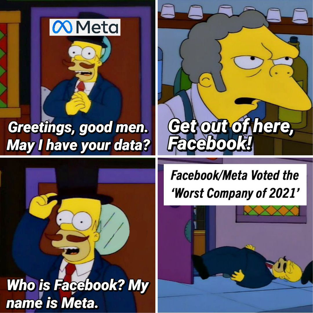 VPNRanks's tweet photo. In a new survey, Facebook/Meta was rated the Worst Company of 2021.😒❗️
Follow👉 @VPNRanks for more❗️
#Metaverse #Facebook #facebookmetaverse #worst https://t.co/A466aj2K7G