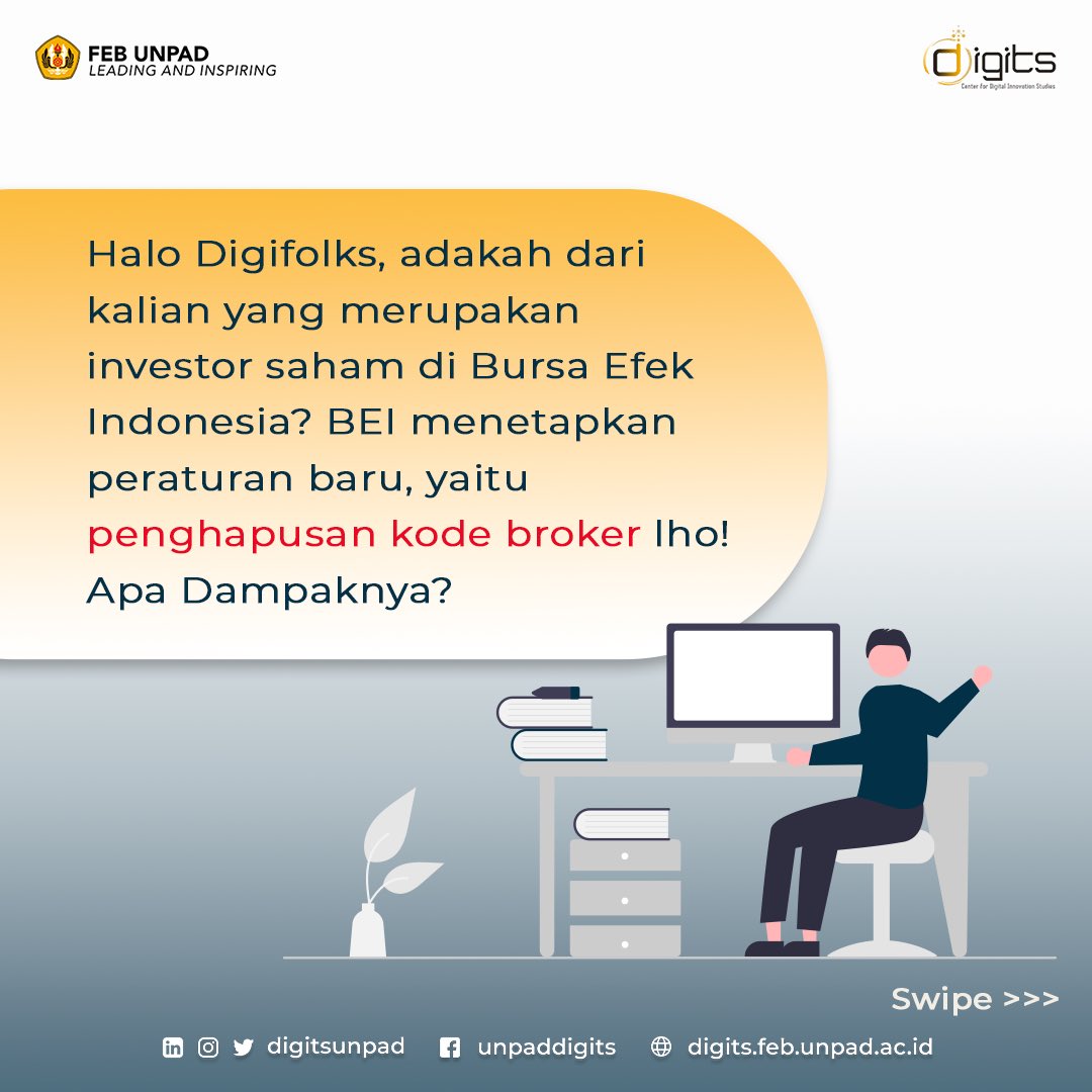 digitsunpad's tweet photo. [PENGHAPUSAN KODE BROKER: Apa Dampaknya?]

Digifolks pasti gak asing nih dengan kata broker di dunia investasi. Nah broker sebelumnya memiliki kodenya masing masing loh, atau biasa disebut kode broker. https://t.co/9JSsdOBOvl