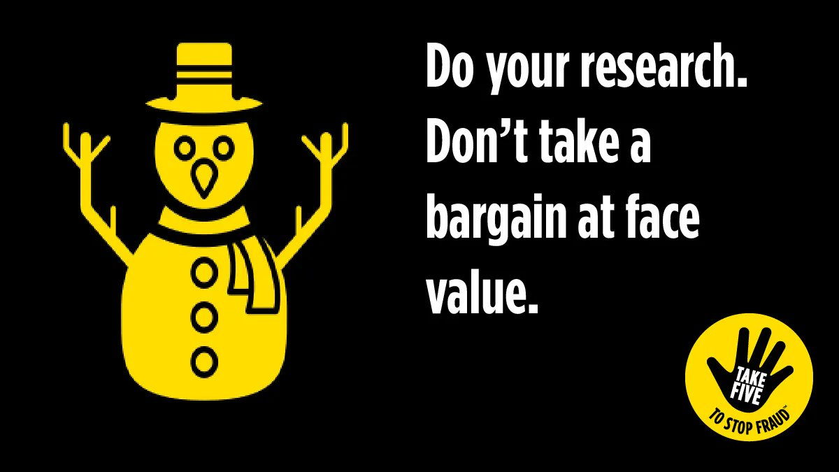 Doing some last minute Christmas shopping?

Even if you are rushing to find a deal, remember to watch out for scams. Always use the secure payment options recommended by reputable online retailers. #StopChallengeProtect if anyone asks for payment by bank transfer.

#TakeFive