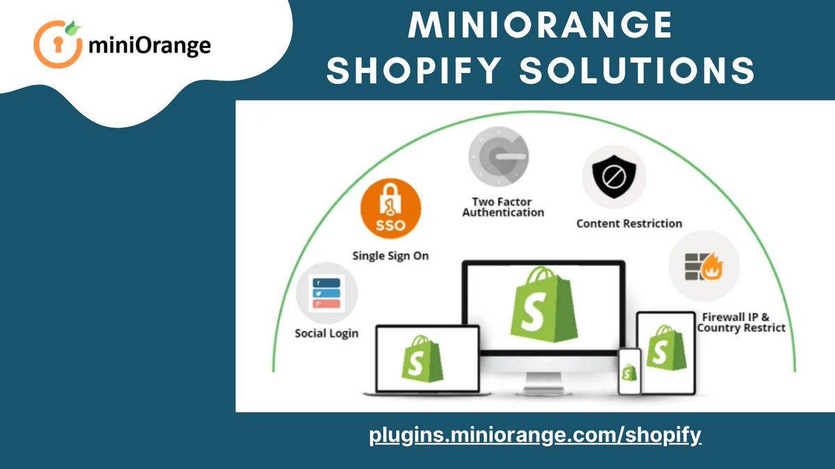 miniOrange_Inc's tweet photo. With miniOrange’s Shopify solution, get Secure Single Sign-On (SSO) Access to your Shopify applications (Both Plus and Non-Plus Stores).
Learn More: https://t.co/fInrVqKnVV
Connect with us at info@xecurify.com
#SecureITRight #ShopifySSO #Shopify2FA https://t.co/yyfHx2YtZF