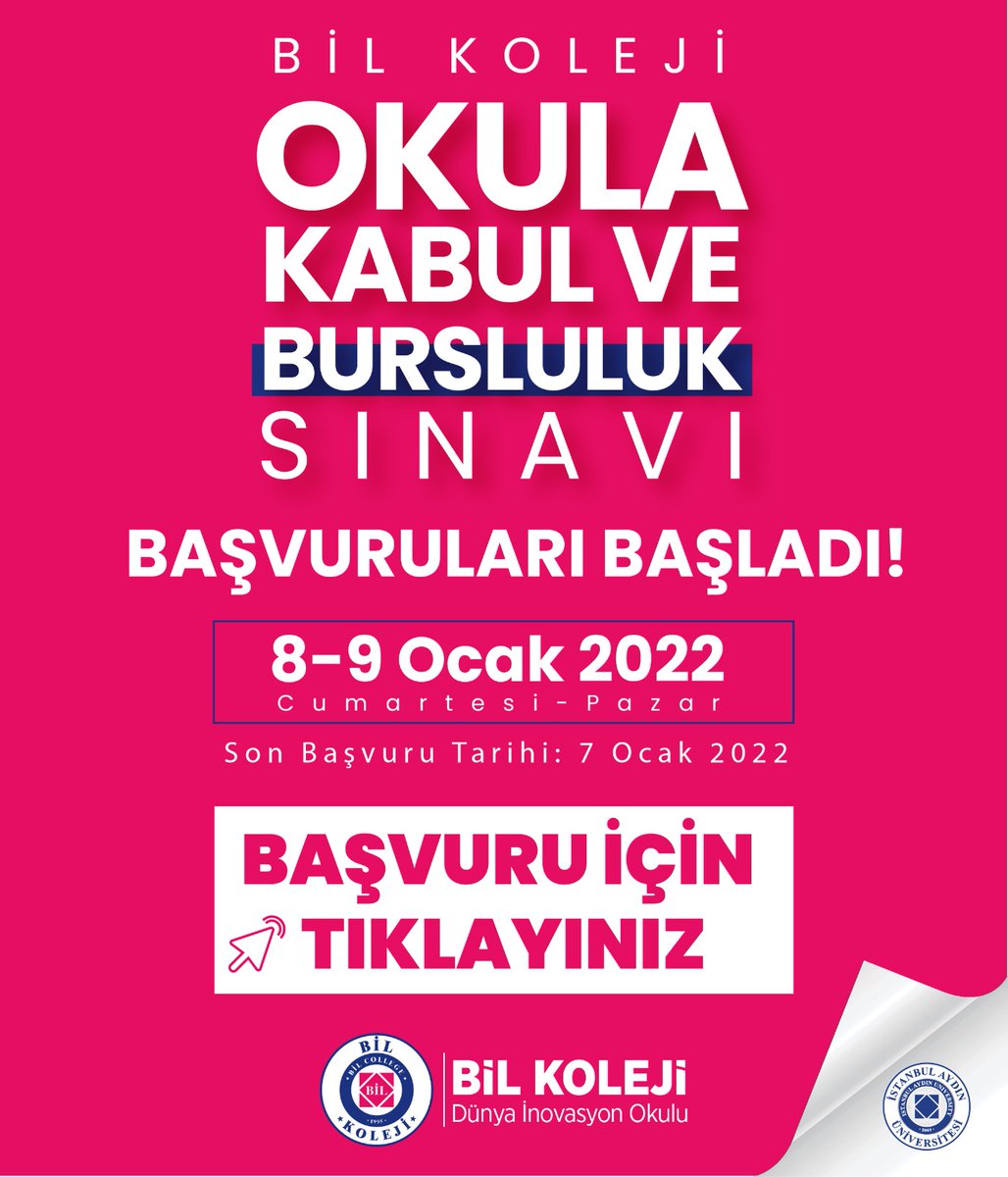 bilgunesli's tweet photo. BİL KOLEJLERİ OKULA KABUL VE BURSLULUK SINAVI 4-5 VE 6. SINIFLAR 5-6 MART 2022 TARİHİNDE GÜNEŞLİ KAMPÜSÜMÜZDE İKİ GÜN BOYUNCA YAPILACAK.
 AŞAĞIDAKİ LİNK ÜZERİNDEN BAŞVURUNUZU YAPABİLİRSİNİZ.

https://t.co/1A3qzZMn9F https://t.co/RB9W6xYbDv https://t.co/2pvryDyZPN
