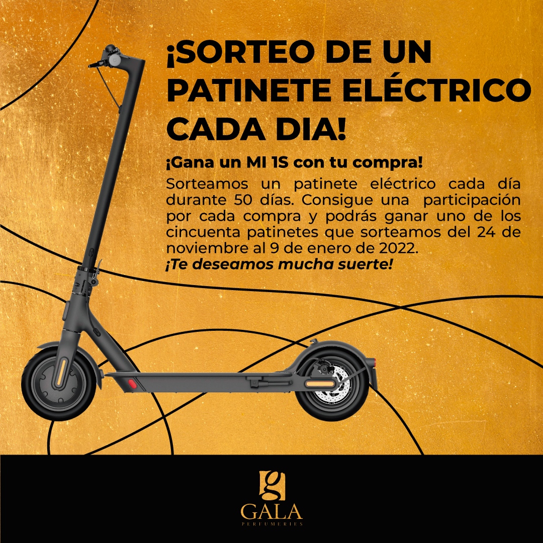 Galaperfumeries's tweet photo. La teva compra a Gala Perfumeries et pot fer guanyar un patinet elèctric! Fins al 09 de gener de 2022 sortegem un patinet elèctric Mi 1S cada dia. 🛴🎁

Vine a Gala Perfumeries
Fes la teva compra
Escaneja el codi QR del tiquet
Participa i guanya! https://t.co/8QlVvHPDEC