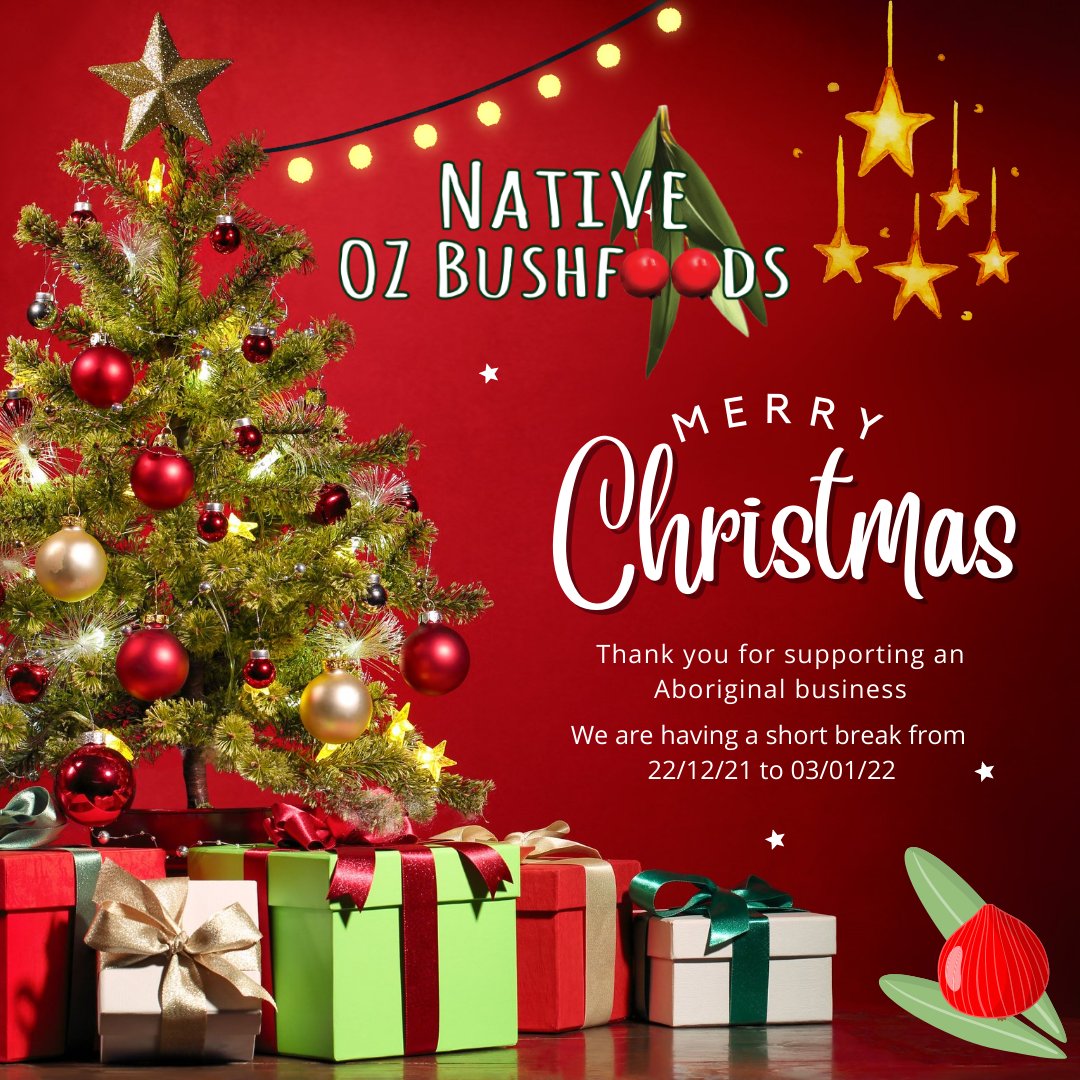 native_oz's tweet photo. From the team at Native Oz Bushfoods, we hope all our supporters have a Merry Christmas.
We are having a short break and look forward to 2022!
#buyblak #aboriginalowned #bushfoods #nativechristmas https://t.co/WAmCbuhH0u