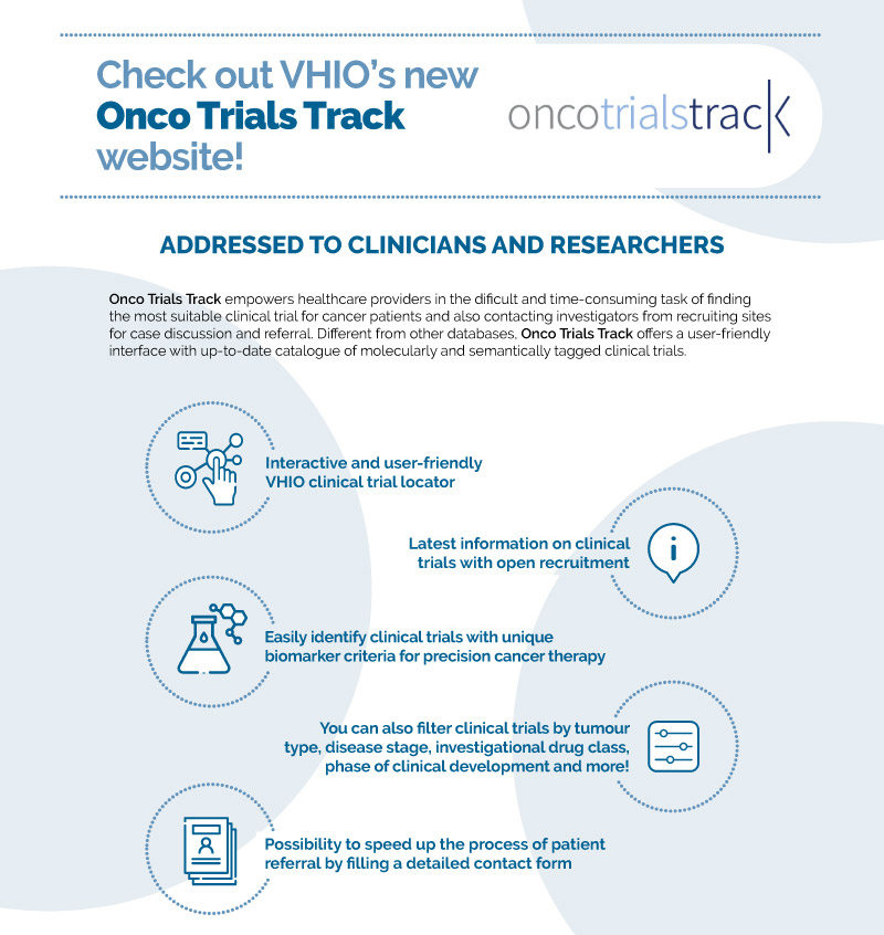 VHIO's tweet photo. ‼️ Now you can also consult the Haematology Clinical Trials.

🔬 The #OncoTrialsTrack database supports healthcare providers in finding the most suitable clinical trial for cancer patients and has been developed as part of @EUCANCan_ 

➕ https://t.co/uRY71kehPM https://t.co/knpYzeOFq3