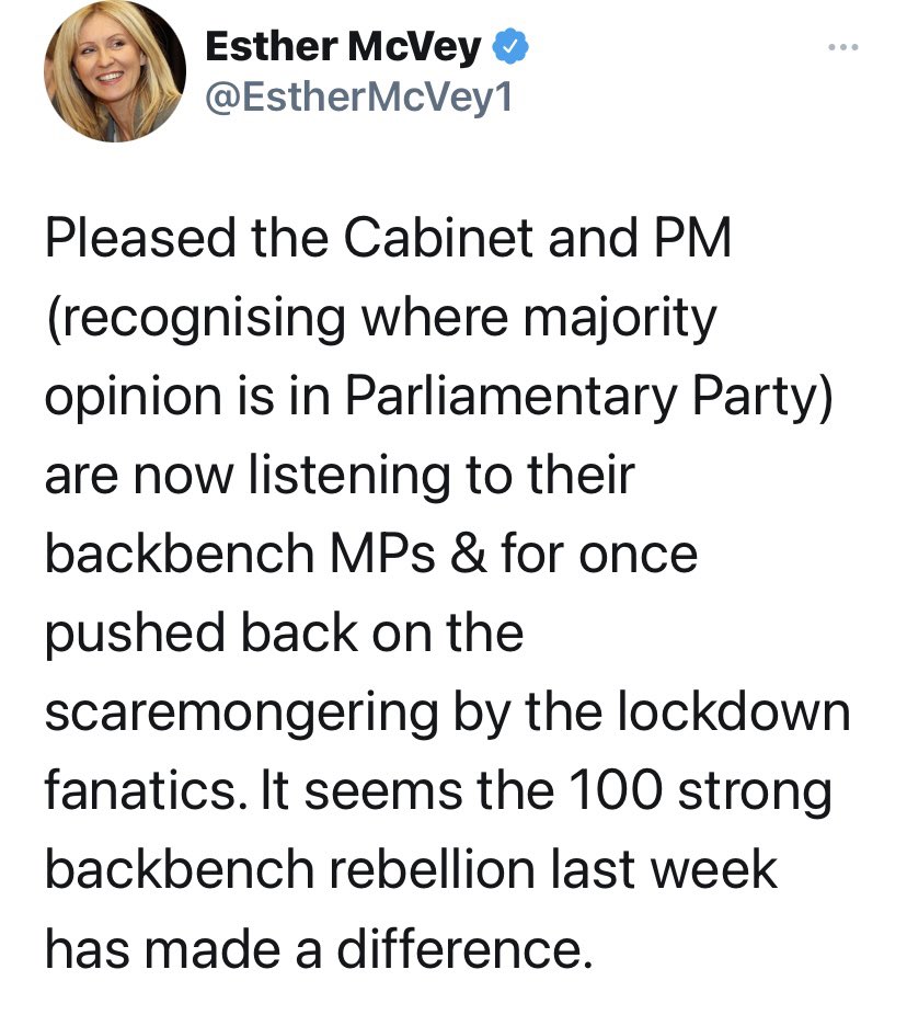 A group of hard right Tory backbenchers decide what happens with covid (&amp; funding for Scotland &amp; Wales depends on UK decisions).

The PM is responding to this lot, not the scientific advisers.

This is a seriously grave situation which places lives at risk.